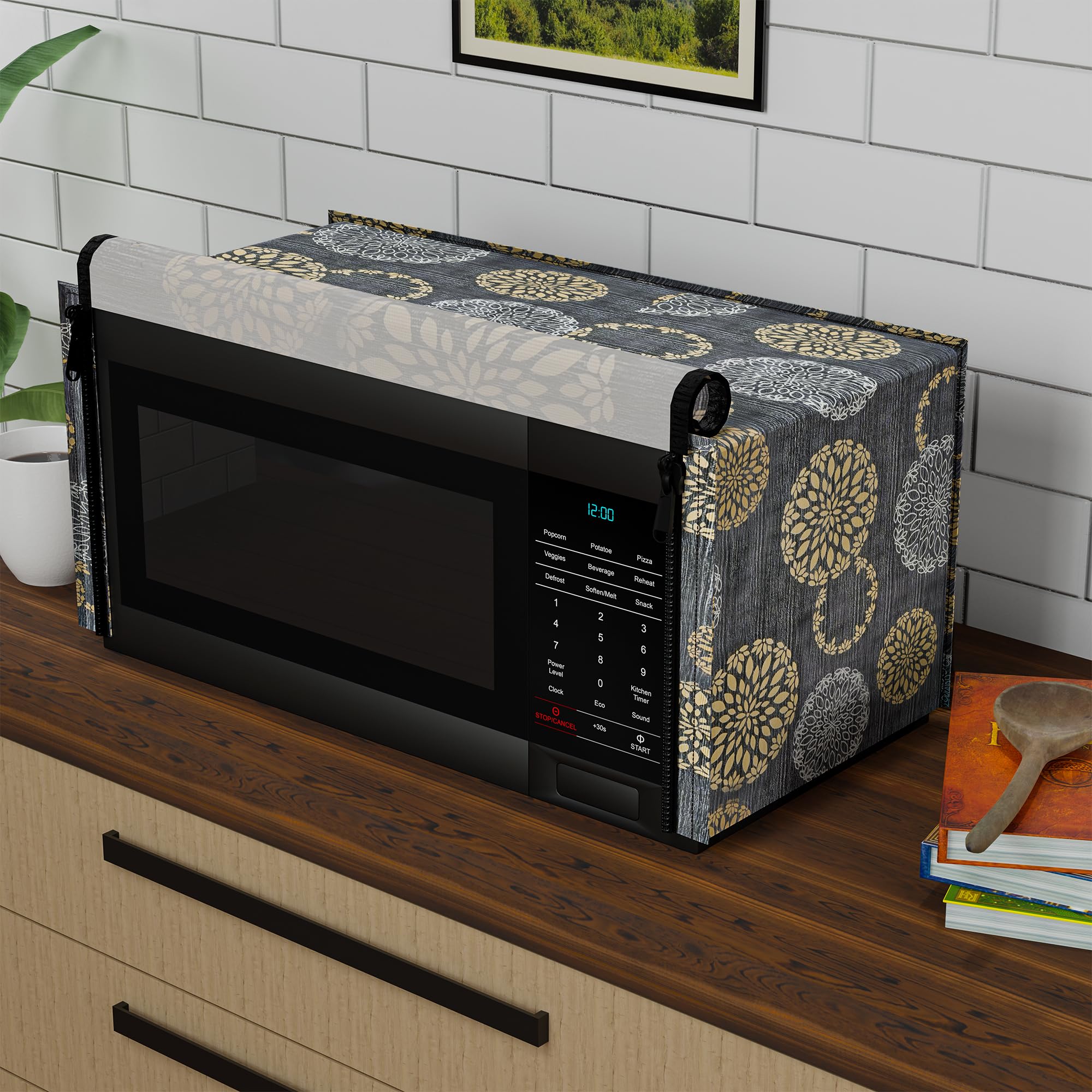 Kuber Industries 20L PVC Dustproof & Spill Resistant Microwave Cover with Ventillation Mesh | Durable Convection & Oven OTG Covers/Accessories for Home Decor | Floral-Grey — Amazon image 8