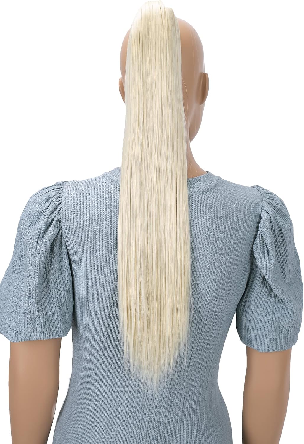 CAISHA 24" Hairpiece Ponytail Clip On Extension Long Hair Straight Platinum Blonde H618, platinum blonde #613A H618 - Image 3