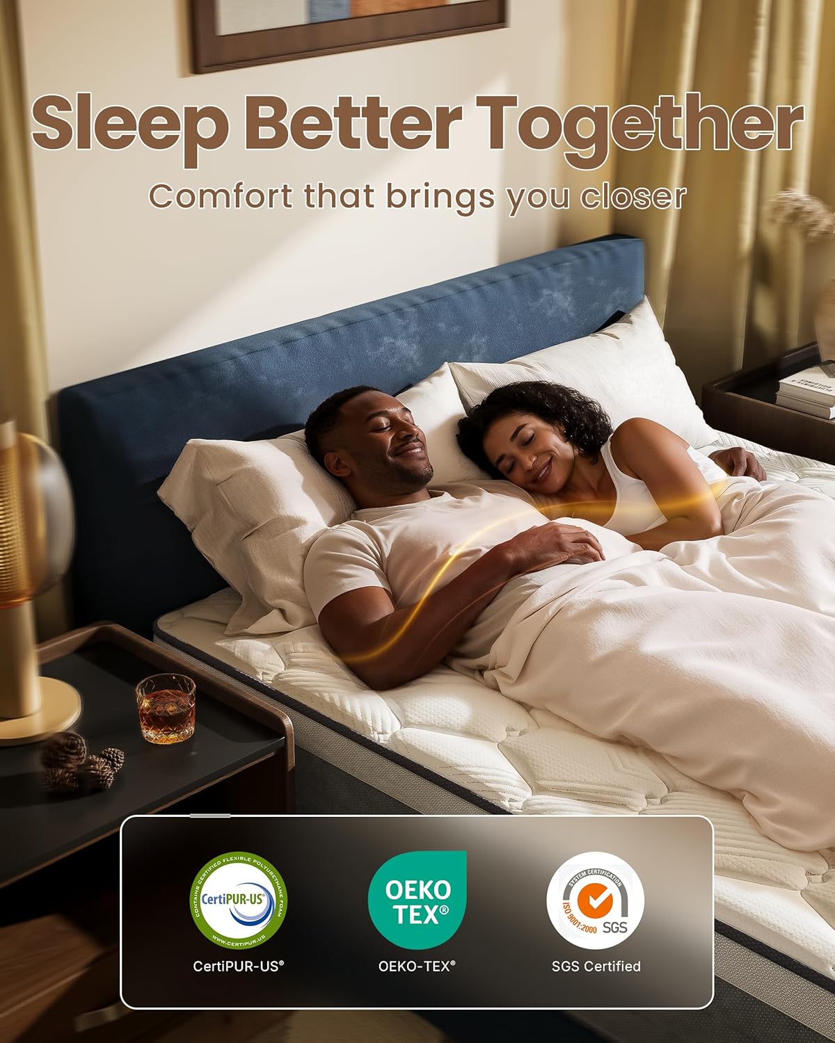 TXO Queen Mattress 12 Inch, Medium Feel Hybrid Mattress, Cool & Dry Anti-Static Cotton Knit, Easy to Clean, Wave Memory Foam and Enhanced Pocketed Springs for Pressure Relief and Back Pain Relief - Image 2