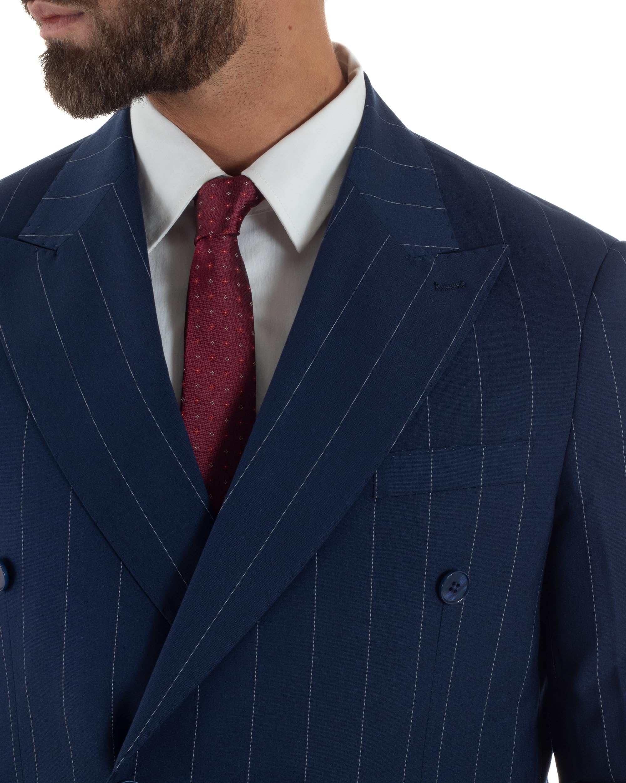 Abito Uomo Doppiopetto Gessato Completo Giacca con Pantaloni da Cerimonia Elegante