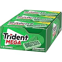 Vista 12 de Trident Mega Spearmint - Goma de mascar sin azúcar, 9 paquetes de 10 unidades (90 unidades en total), 10 unidades (paquete de 9)