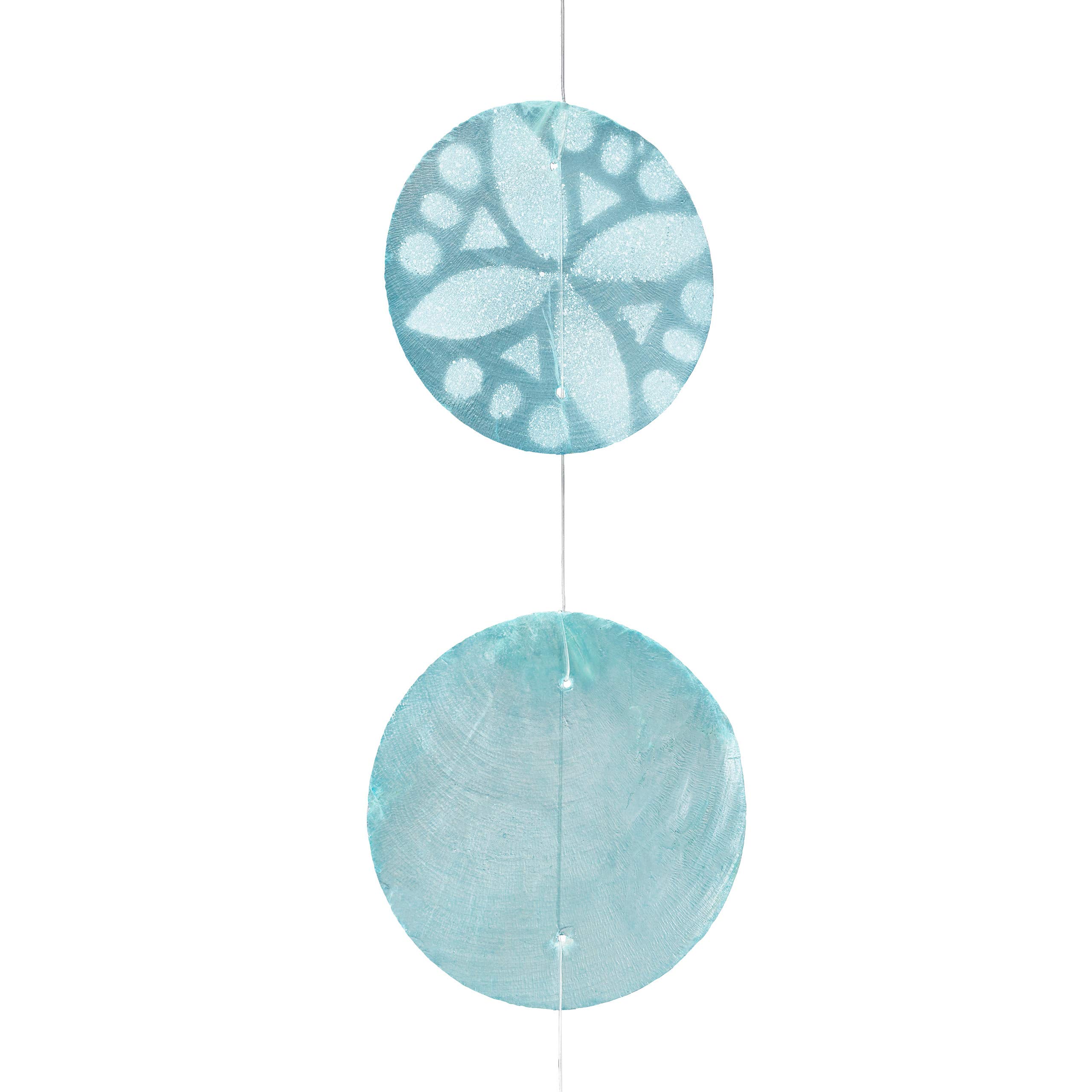 relaxdays Ghirlanda Carillon, Set da 4, per Finestra, Balcone, Porta, Tende con Conchiglie, L: 180 cm, Fiori, Turchese