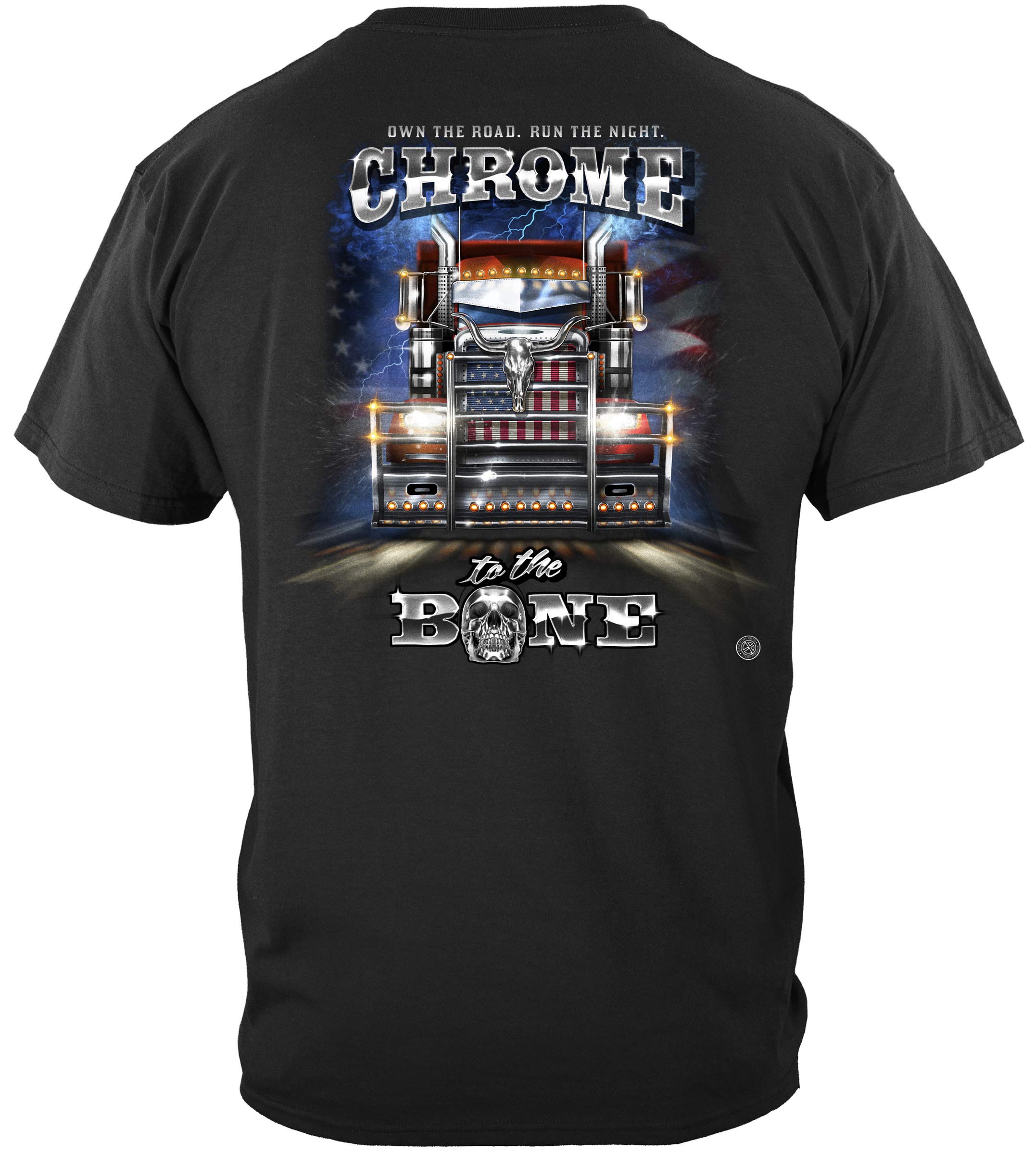 Erazor Bits Deisel Big Rig Semi Trucker Shirt - American Flag Tshirts for Men -Black