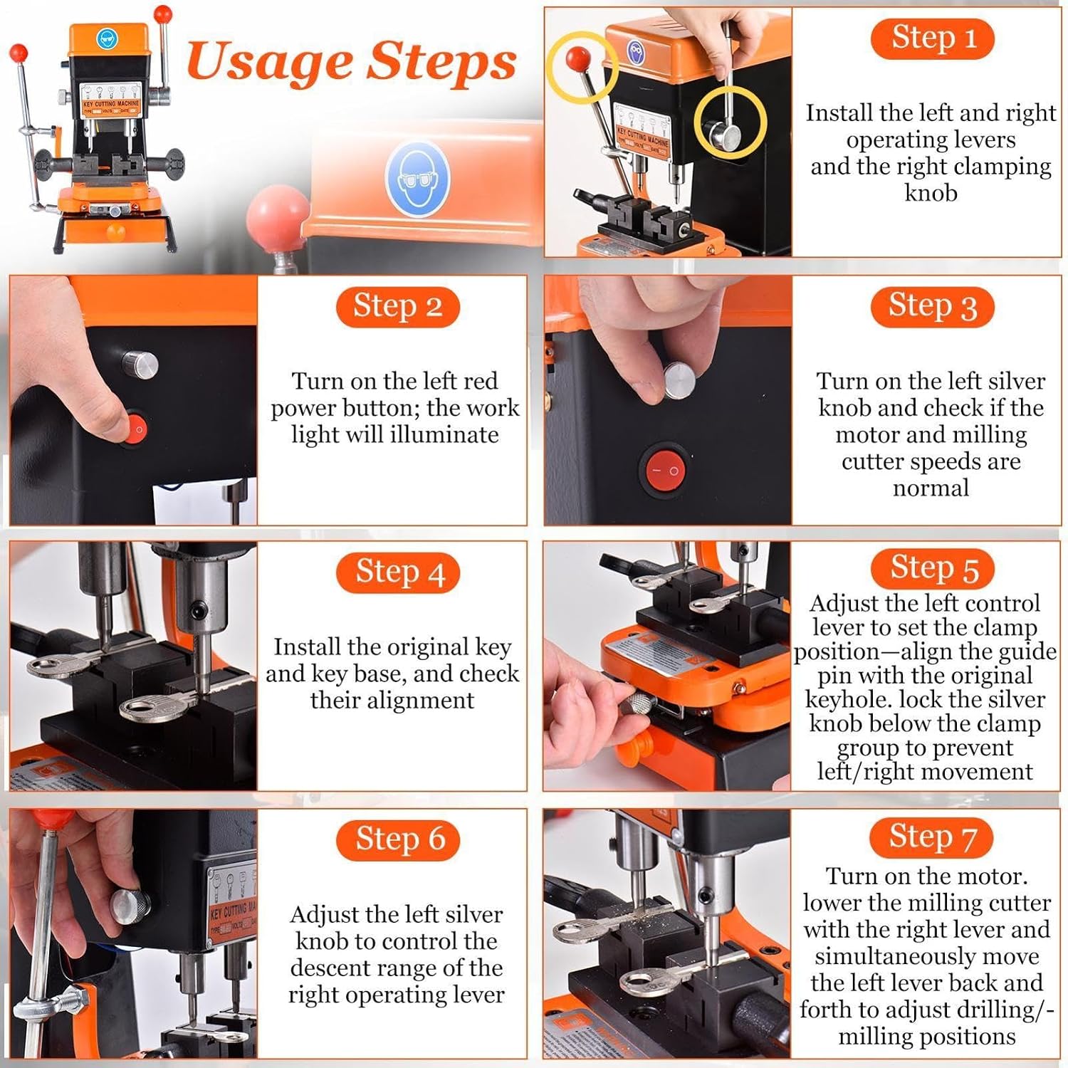 Vertical Keys Copy Machine | Multifunctional Cloning Keys Duplicator - House Door Car Locksmith Tools, 110V Cutter for Cutting Metal Objects