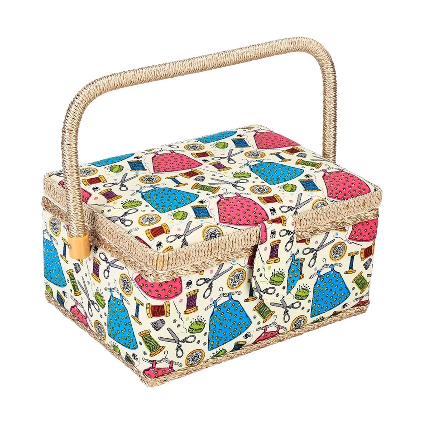 Sewing Box 3 Colors Craft Sewing Tool Needle Thread Basket Fabric Household Storage Box Organizer(Color1)