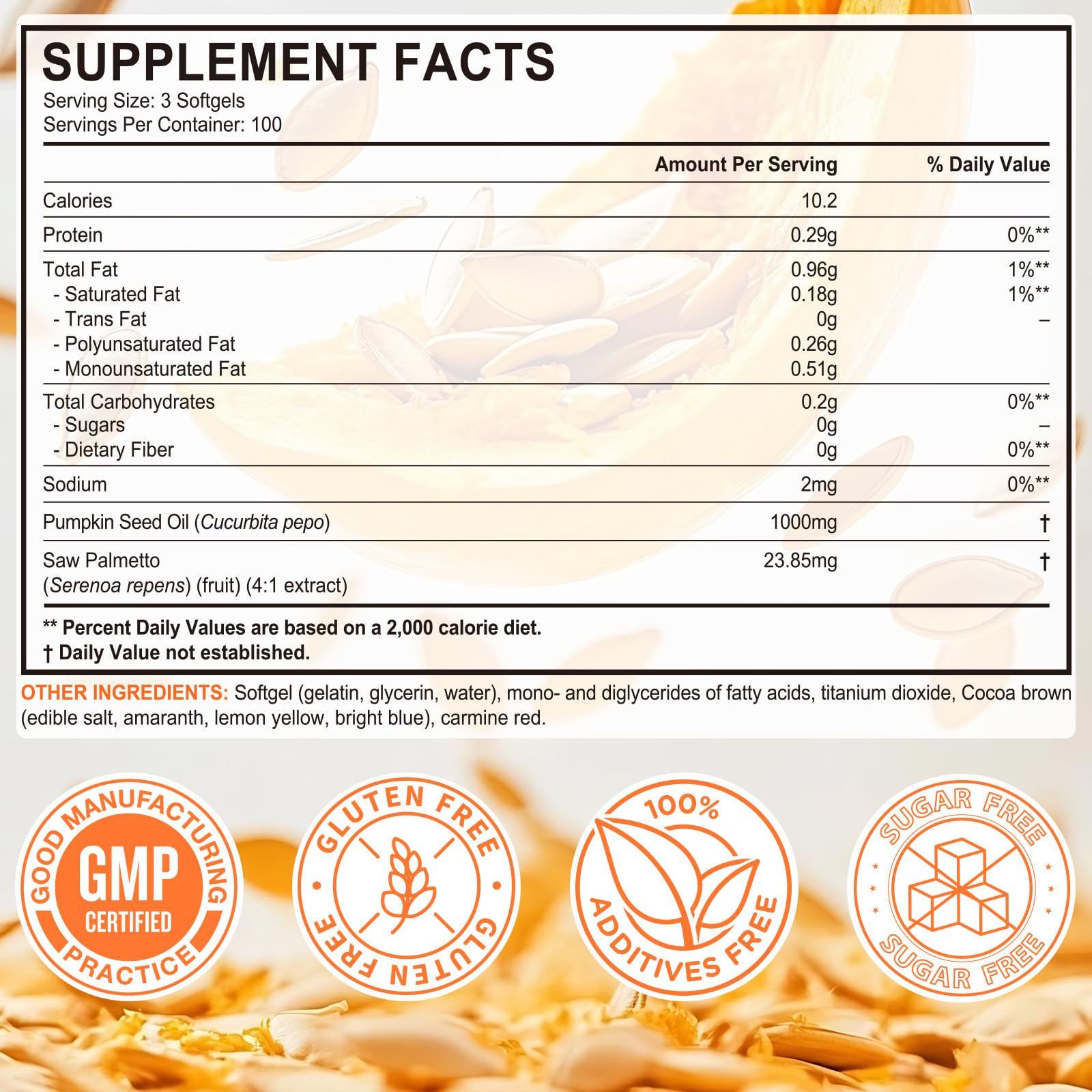 Pumpkin Seed Oil with Saw Palmetto, 1000mg per Serving, 300 Softgels – Cold Pressed Pumpkin Seed Oil Capsules for Hair, Prostate, Urinary & Bladder Health – Non-GMO, Gluten-Free, Pure & Natural — Amazon image 7
