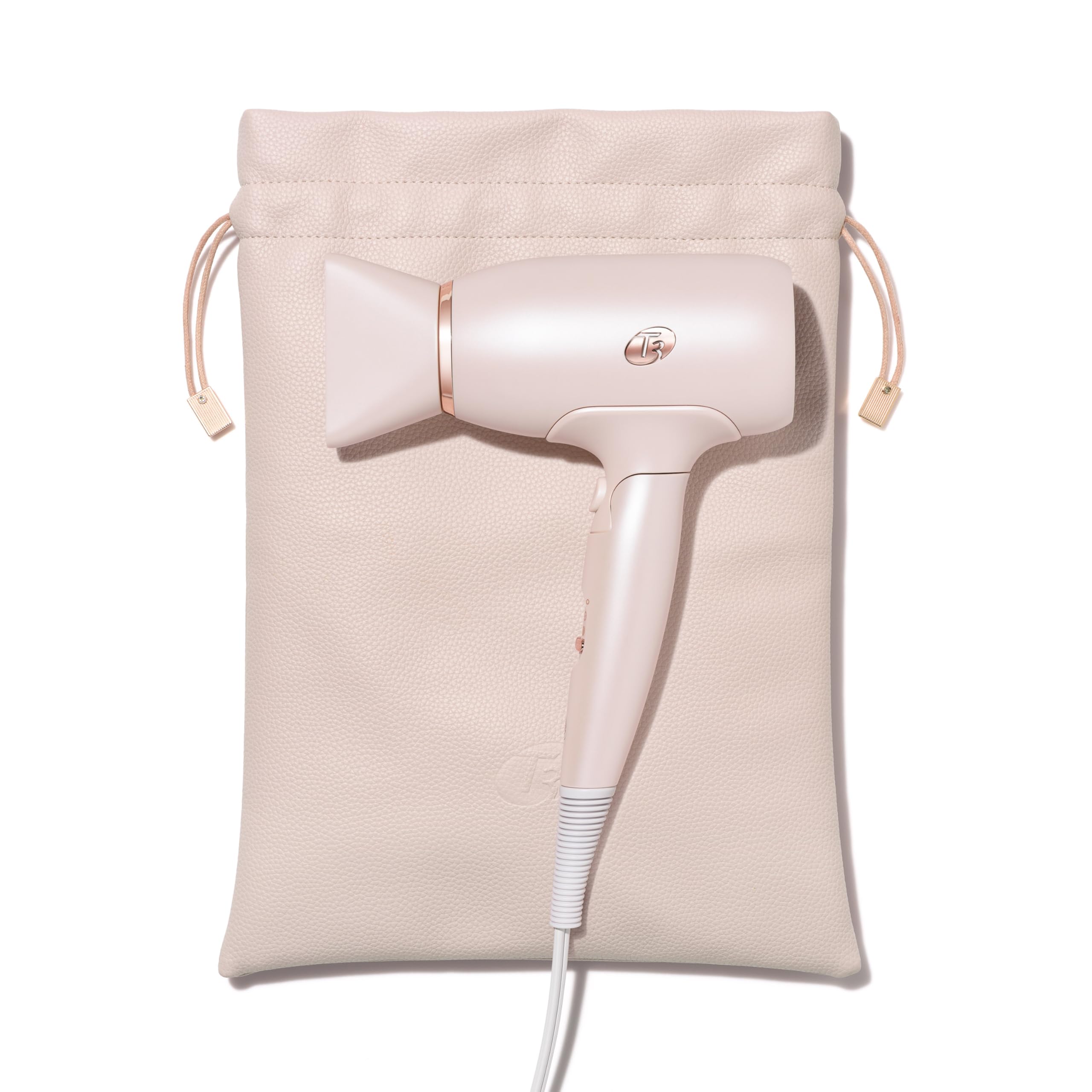 T3 Afar Lightweight Travel-Size Hair Dryer with Auto Dual Voltage, Folding Handle and Storage Bag, Fast Drying, Lightweight and Ergonomic, Frizz Smoothing, Multiple Heat and Speed Combinations