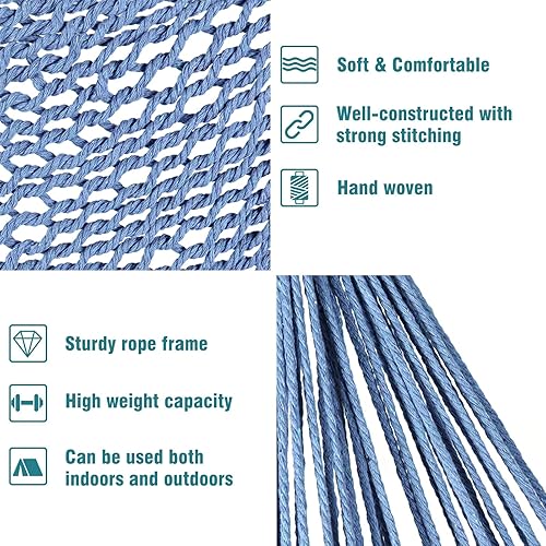 Miniatura 50 de Chihee Silla de hamaca súper grande, sillas colgantes de cuerda de algodón hilado suave, plegable y resistente, barra separadora de metal, asiento