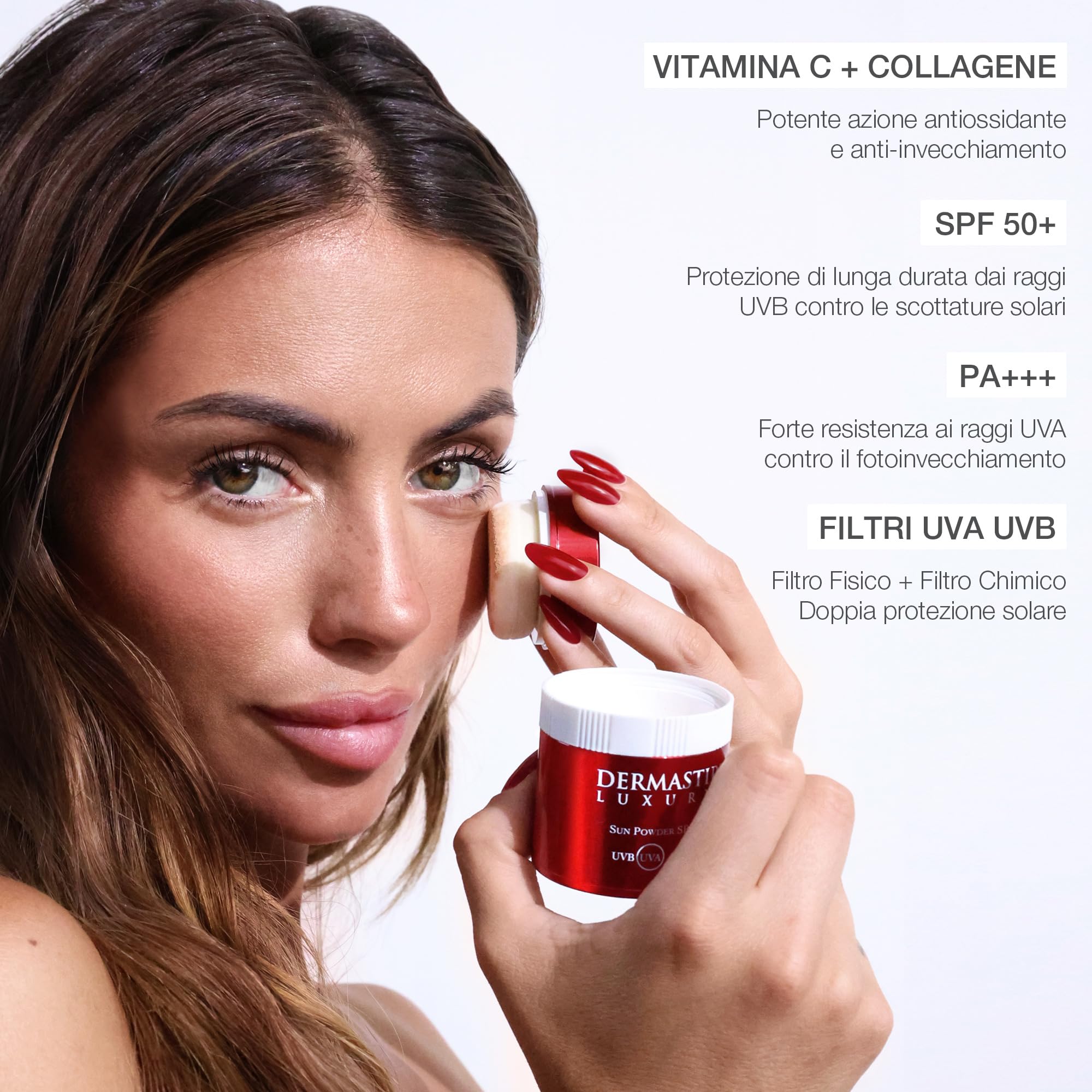Dermastir Protezione Solare in Polvere SPF 50+ Cipria Viso con Filtri UVA/UVB Finitura Opaca, Minimizza le Imperfezioni - Made in France, 13g