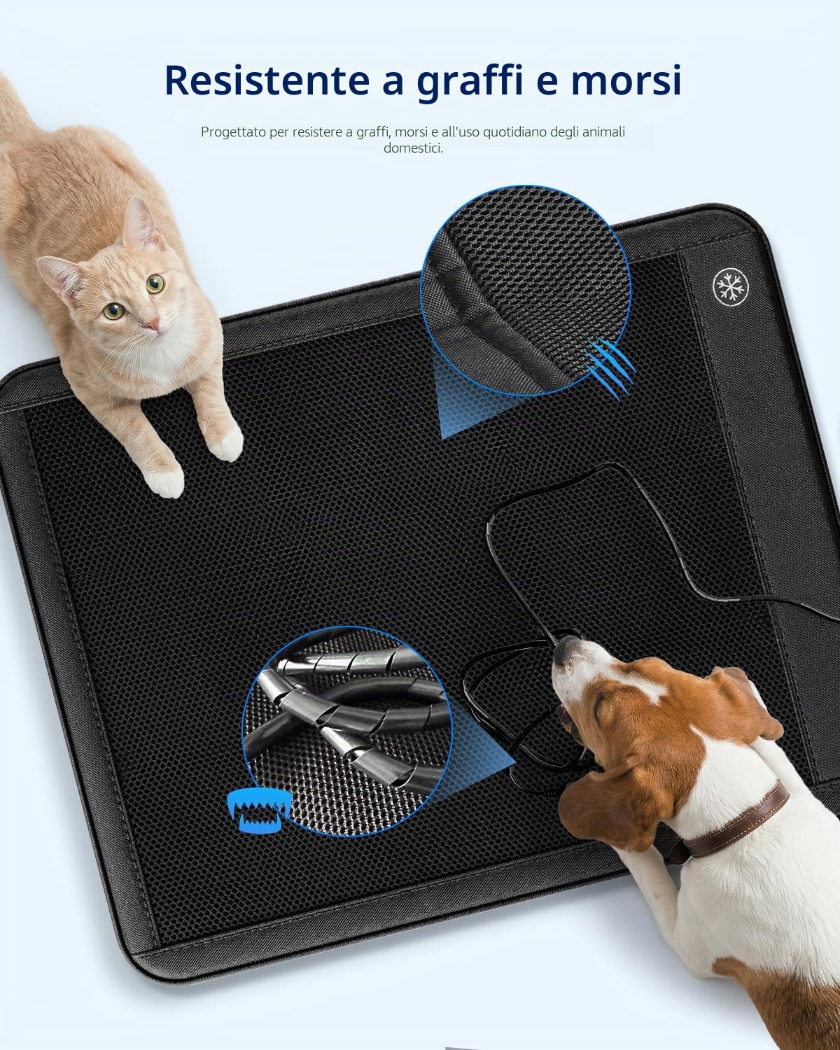 Tappetino refrigerante elettrico per cani, 76,2 x 61 cm, tappetino di raffreddamento per animali domestici per interni per cani e gatti, 3 livelli di raffreddamento, funzionamento ultra silenzioso