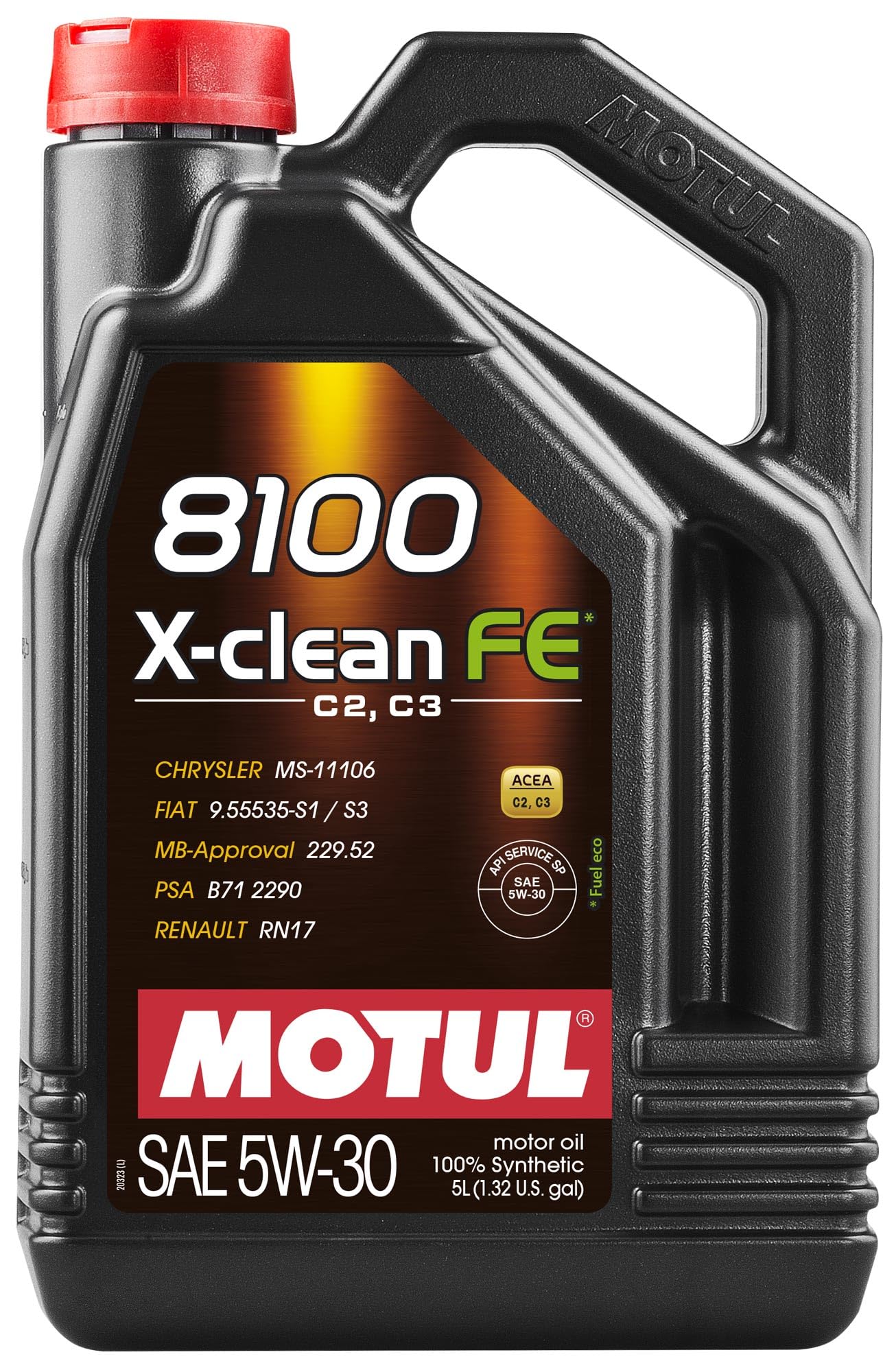 MOTUL Huile moteur 8100 5W-​30 Huile entièrement synthétique Huile ACEA C2 ACEA C3 API SP X-​Clean FE 5 L