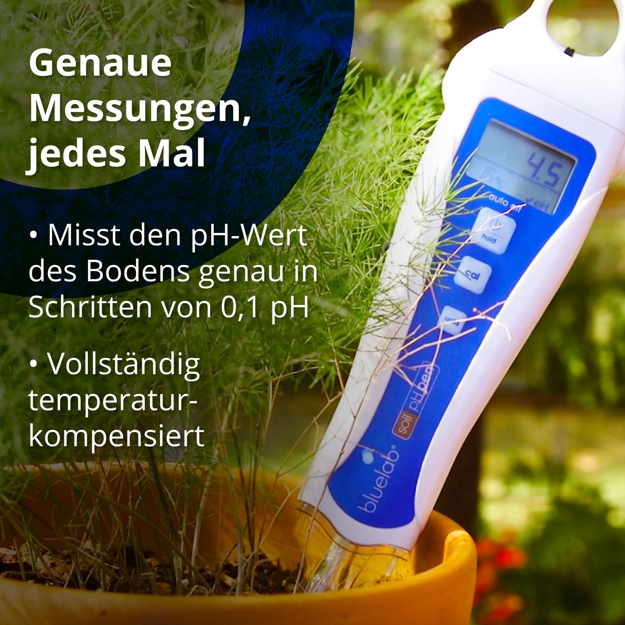 Bluelab PENSOILPH Soil pH-Pen, Digitales Messgerät und Wasser-Test-Kit, auch für Kokos und Rockwool mit einfacher Kalibrierung für Hydroponik-System und Indoor-Grow, klar