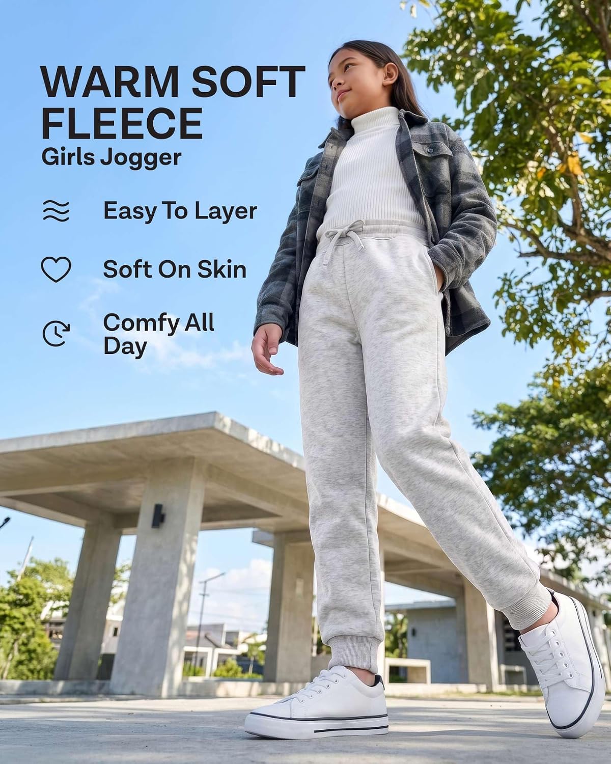3 Pack Girls' Fleece Joggers Sweatpants Kids Teens School Sweat Pants Youth image 4