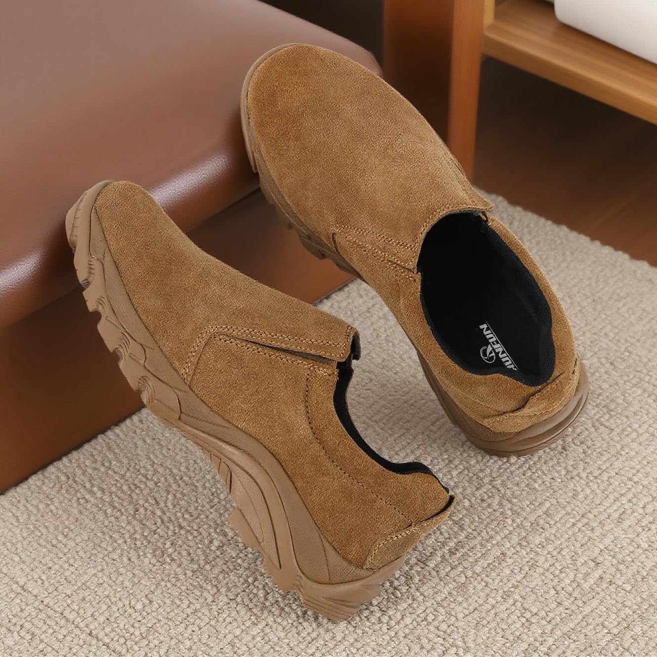 Men's Leather Slip-on Shoes, Lightweight Comfortable Versatile Stylish Loafers with Steel Shank - Image 2