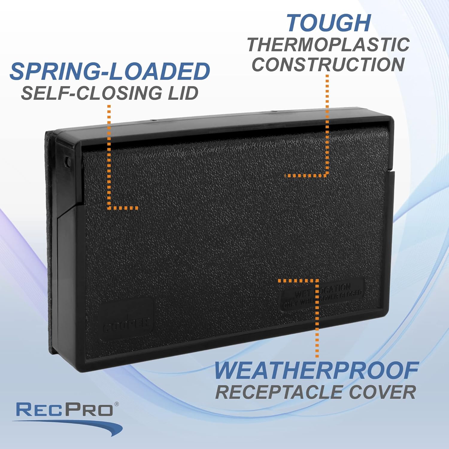 RecPro RV Exterior Power Outlet Cover Plate | For GFI/GFCI Receptacles | Weatherproof Seal (Black)