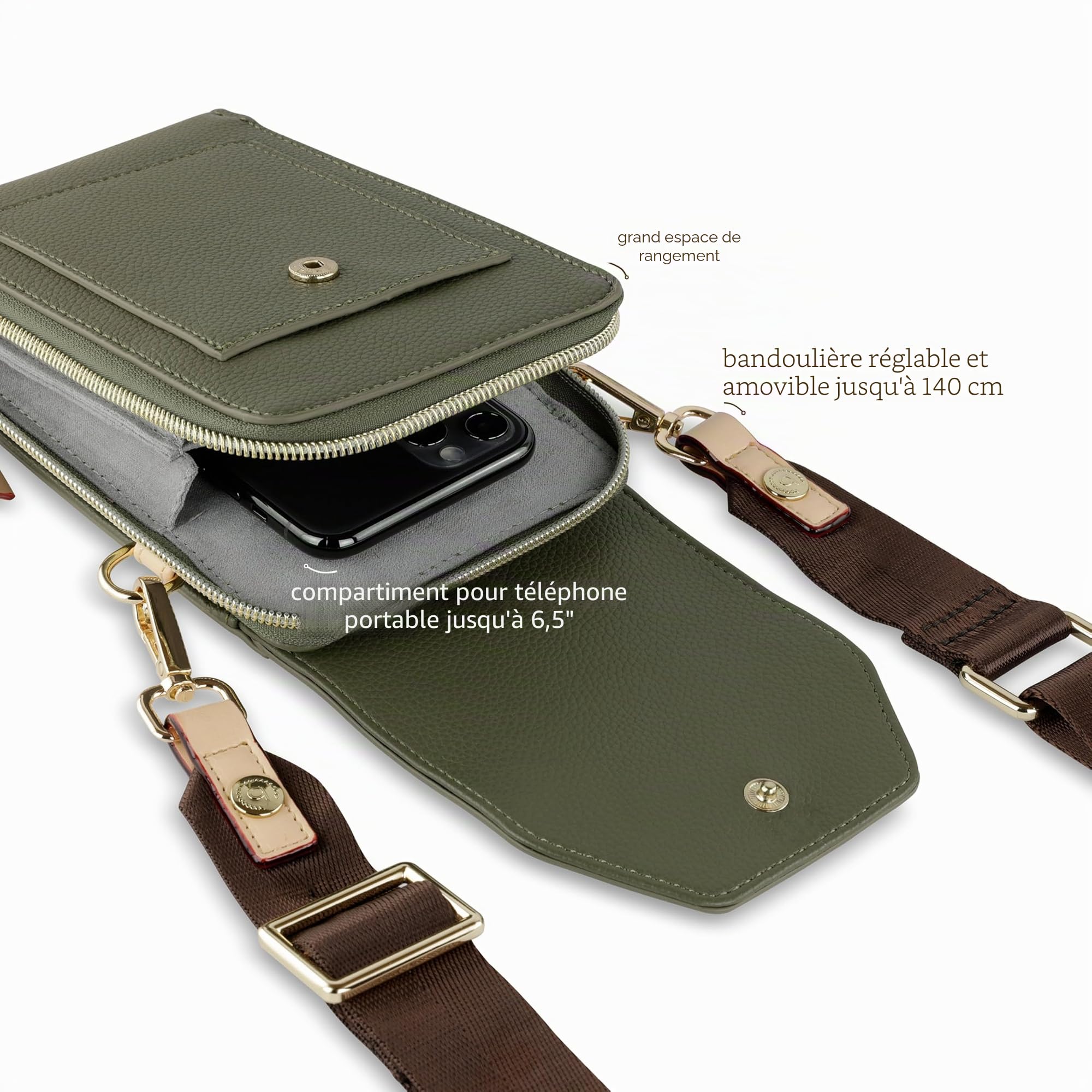 bugatti Ella Portefeuille pour femme à bandoulière avec compartiment pour smartphone, portefeuille en similicuir