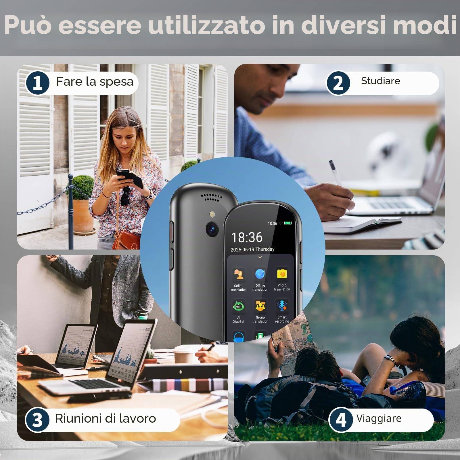 Dispositivo di Traduzione,Traduttore con Sintesi Vocale | Traduttore in Tempo Reale per 150 lingue e Accenti con Supporto WiFi/offline/Foto,ideale per Viaggi,Studio e Lavoro