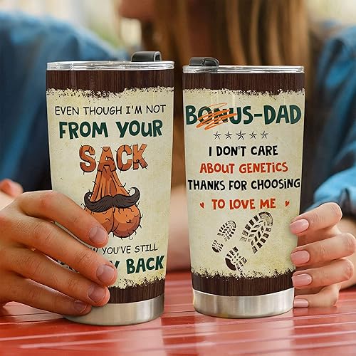 Miniatura 3 de Vaso de regalo de 20 onzas para papá, divertido regalo de cumpleaños o día del padre de hija o hijo para un bono o padrastro, taza de viaje aislada,