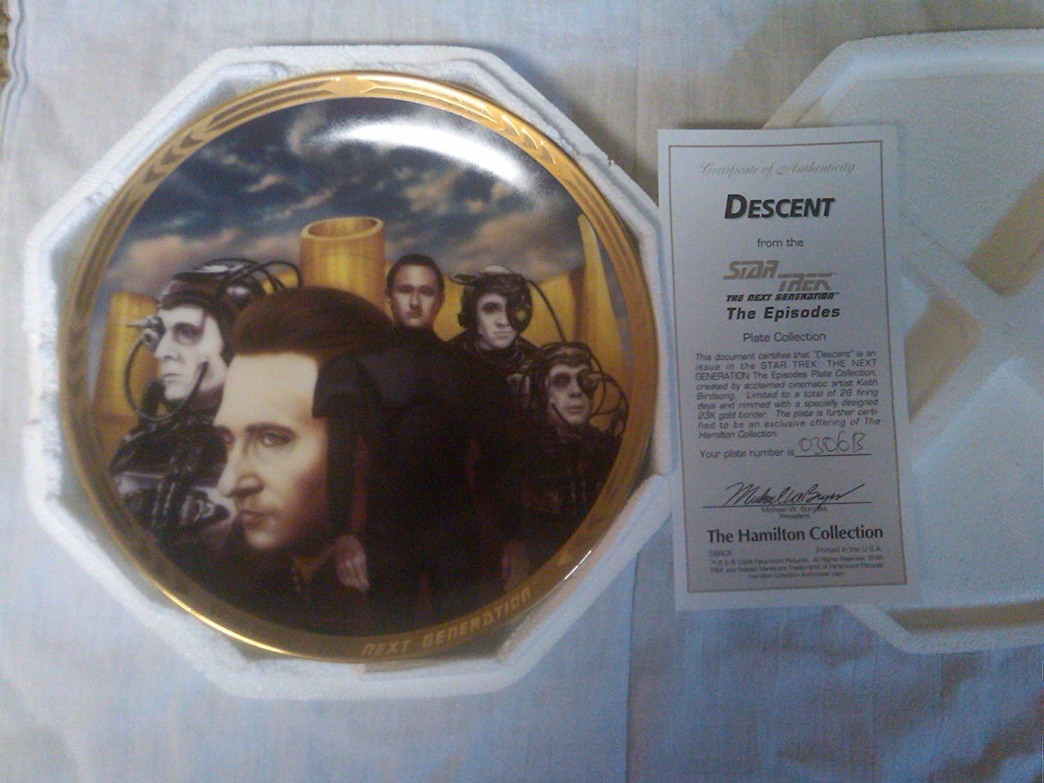 The Hamilton Collection Star Trek Next Generation Episodes Plate - Descent