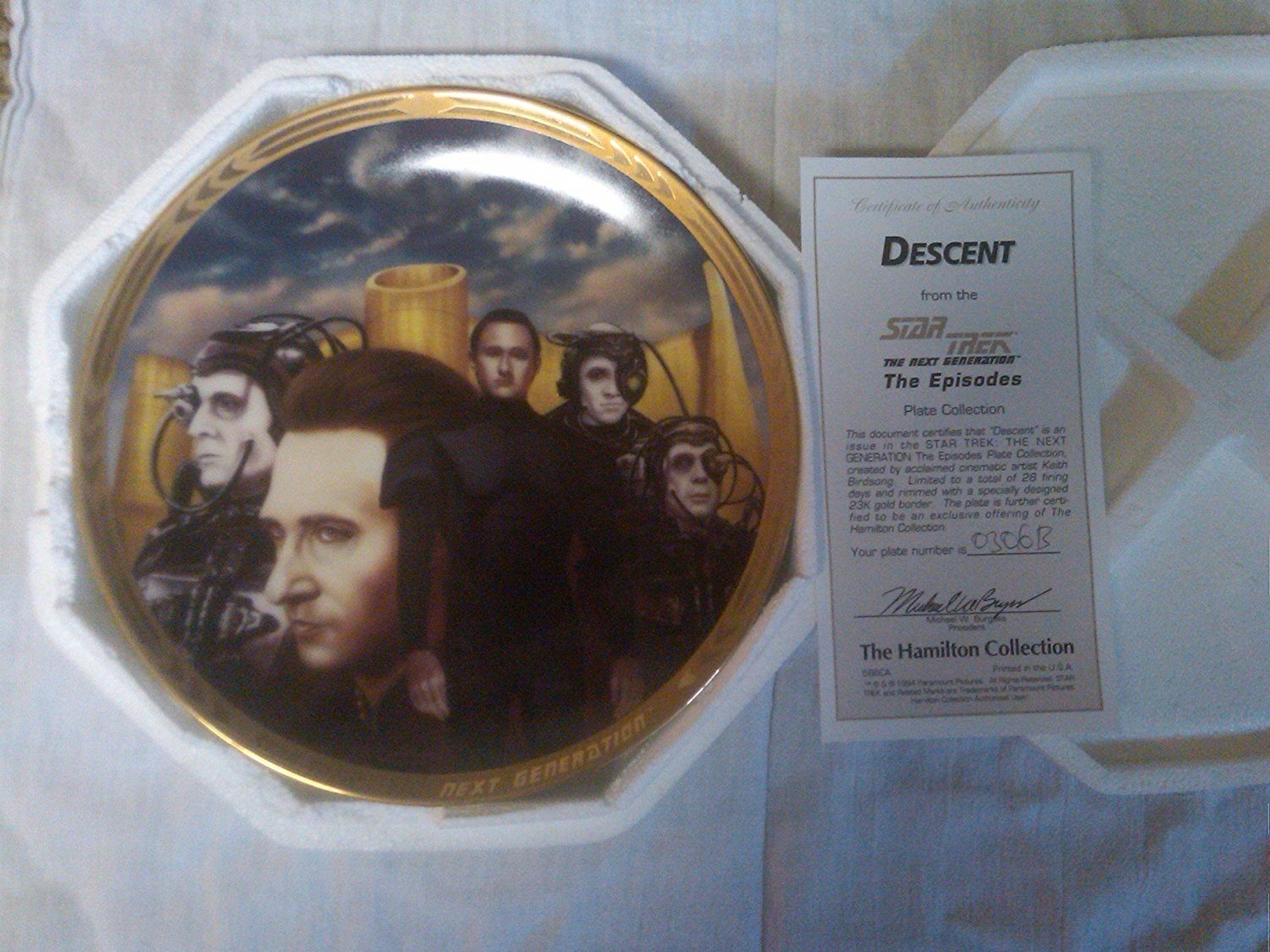 Star Trek The Next Generation The Episodes Plate Collection -"Descent"