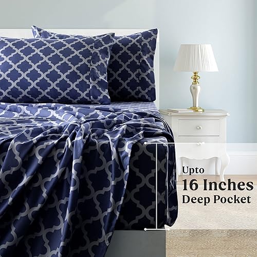 Miniatura 3 de LDC - Juego de sábanas de tamaño Queen, juego de cama refrescante de 4 piezas, sábanas transpirables de estilo hotel, sábanas de microfibra con