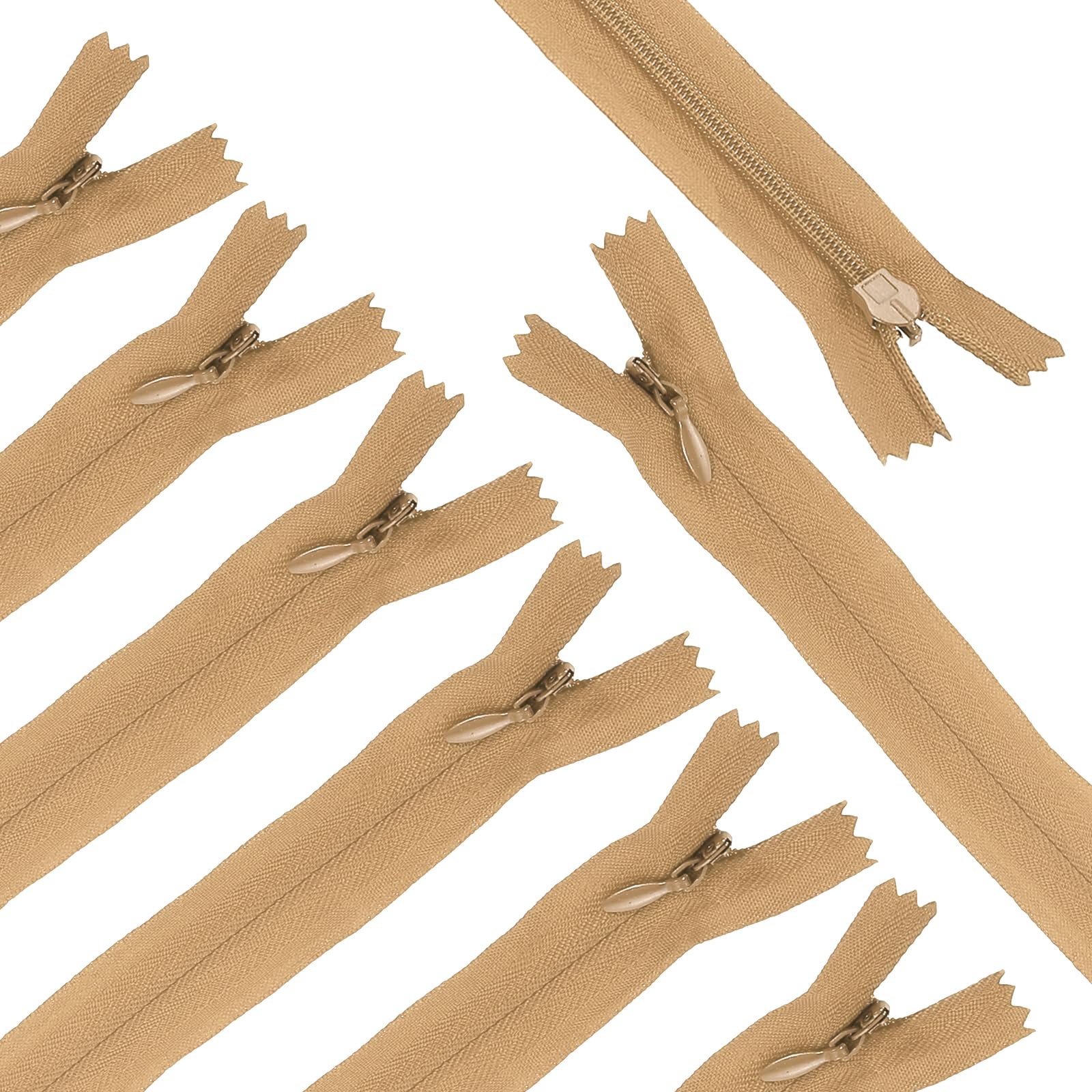 sourcing map 10Pcs 30cm/12-Inch Nylon Coil Zippers, #3 Closed End Separating Jacket Zippers Bulk Frame Replacement for Tailor Sewing Bag Craft Accessories, Khaki