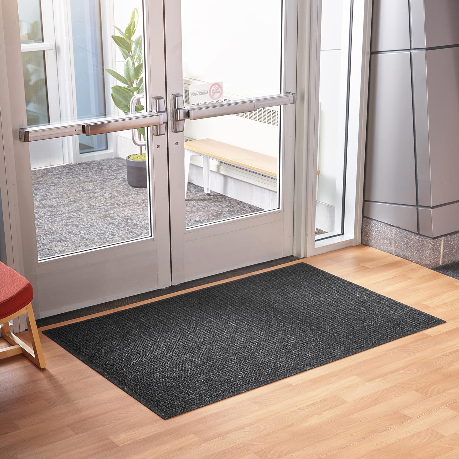 Consolidated Plastics Aquasorb Classic Indoor/Outdoor Entrance Floor Mat with Non-Slip Rubber Backing, Fabric Border, Stain Resistant and Quick Drying Commercial Grade (45 x 69, Charcoal)