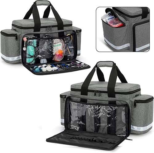 Miniatura 3 de Trunab Bolsa médica profesional, bolsa de almacenamiento de primeros auxilios, bolsa vacía para responder a emergencias para trauma, con divisores