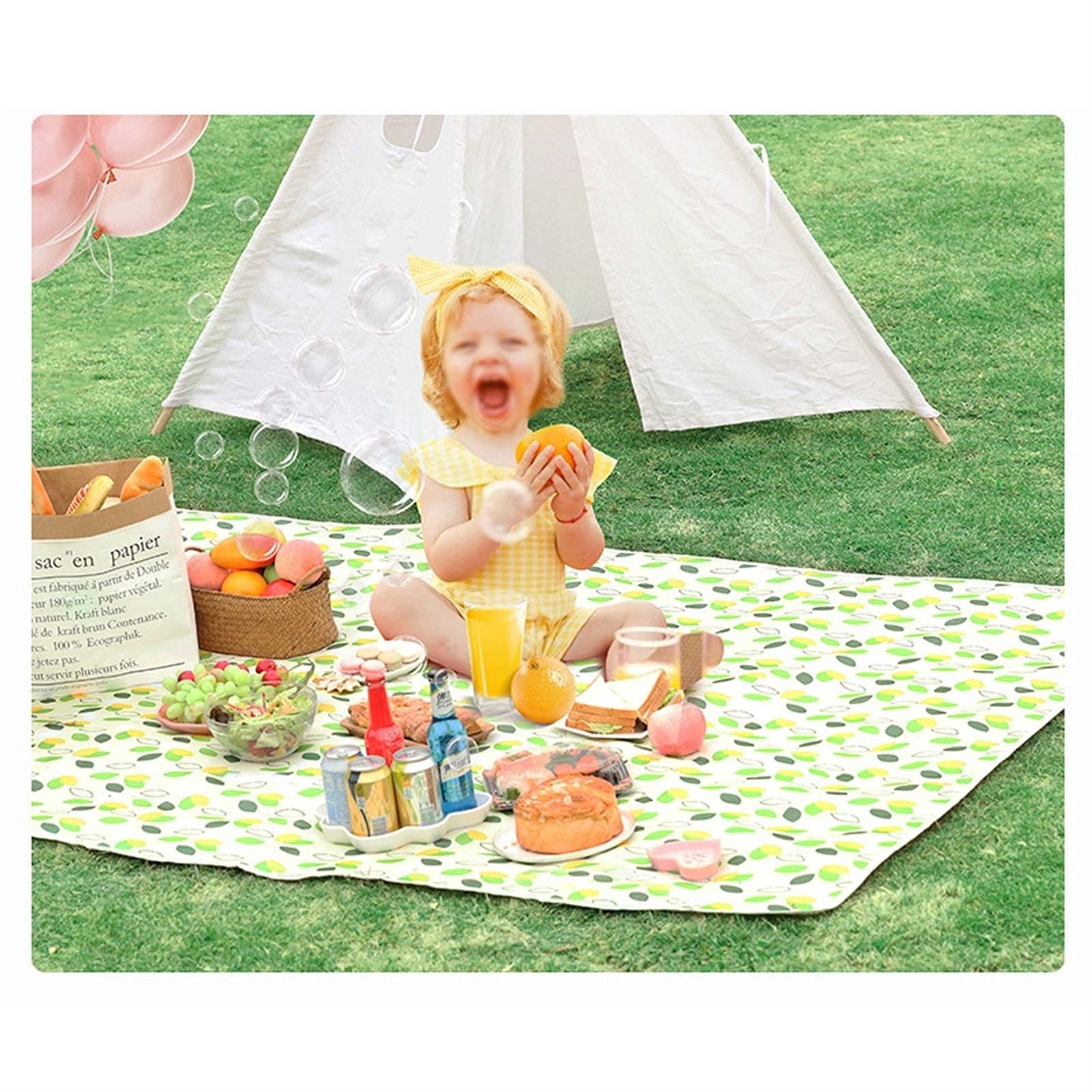 Couverture de Pique-Nique, Tapis de Plage Imperméable, Gand Tapis Pique Niques pour Extérieur Camping Parc (Color : Green Leaf, Size : 200x200cm)
