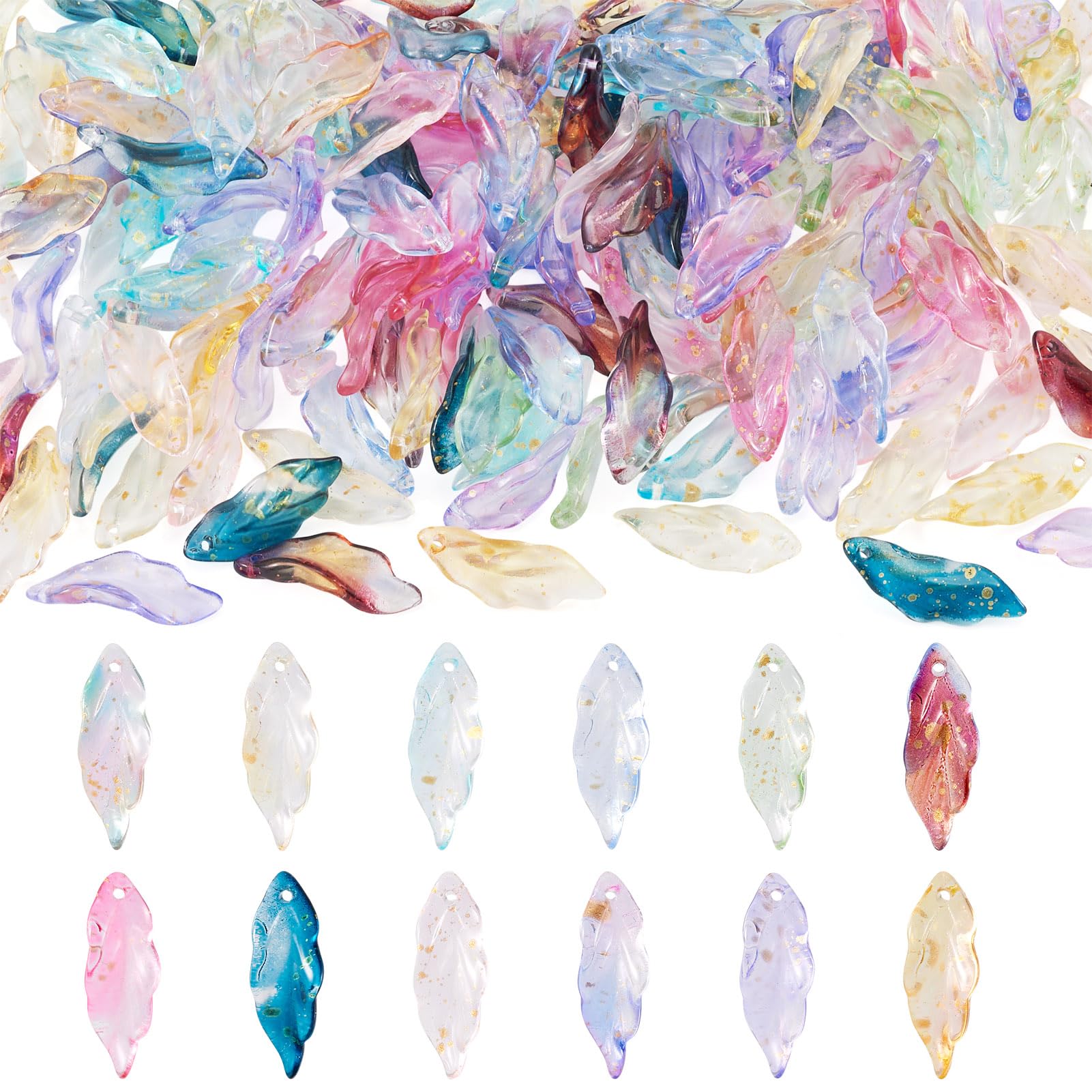 Perles en verre feuilles pour créer facilement vos boucles d'oreilles et colliers uniques