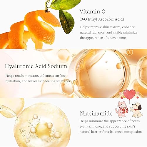 Miniatura 5 de Vitamina C Gloss Serum coreano  Complejo estabilizado con ácido hialurónico y piel facial opaca Centella, tono desigual, líneas finas, poros, piel