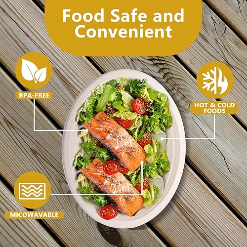 Miniatura 3 de WDF Paquete de 50 platos de papel ovalados desechables  Nature 10 x 12 pulgadas, platos de papel de Acción de Gracias, resistentes, tamaño cena,