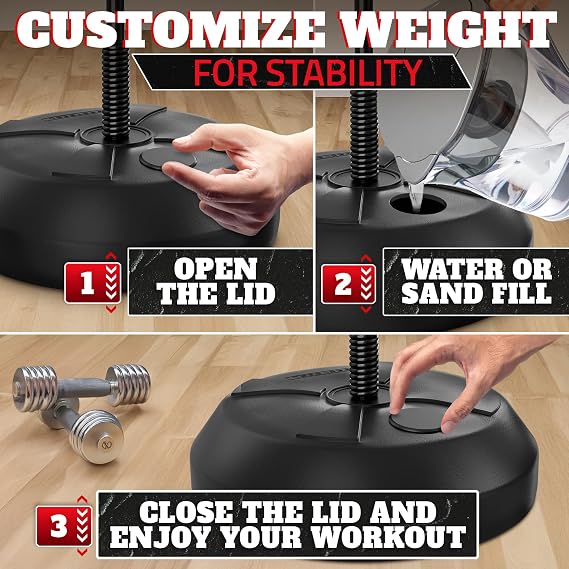 Adjustable Boxing Reflex Bag with Stand 48-58 Standing Punching Bag Kit with Gloves & Pump, Beginner Boxing Equipment for Training Coordination and Reaction Speed | Sport Gift for Home Workouts