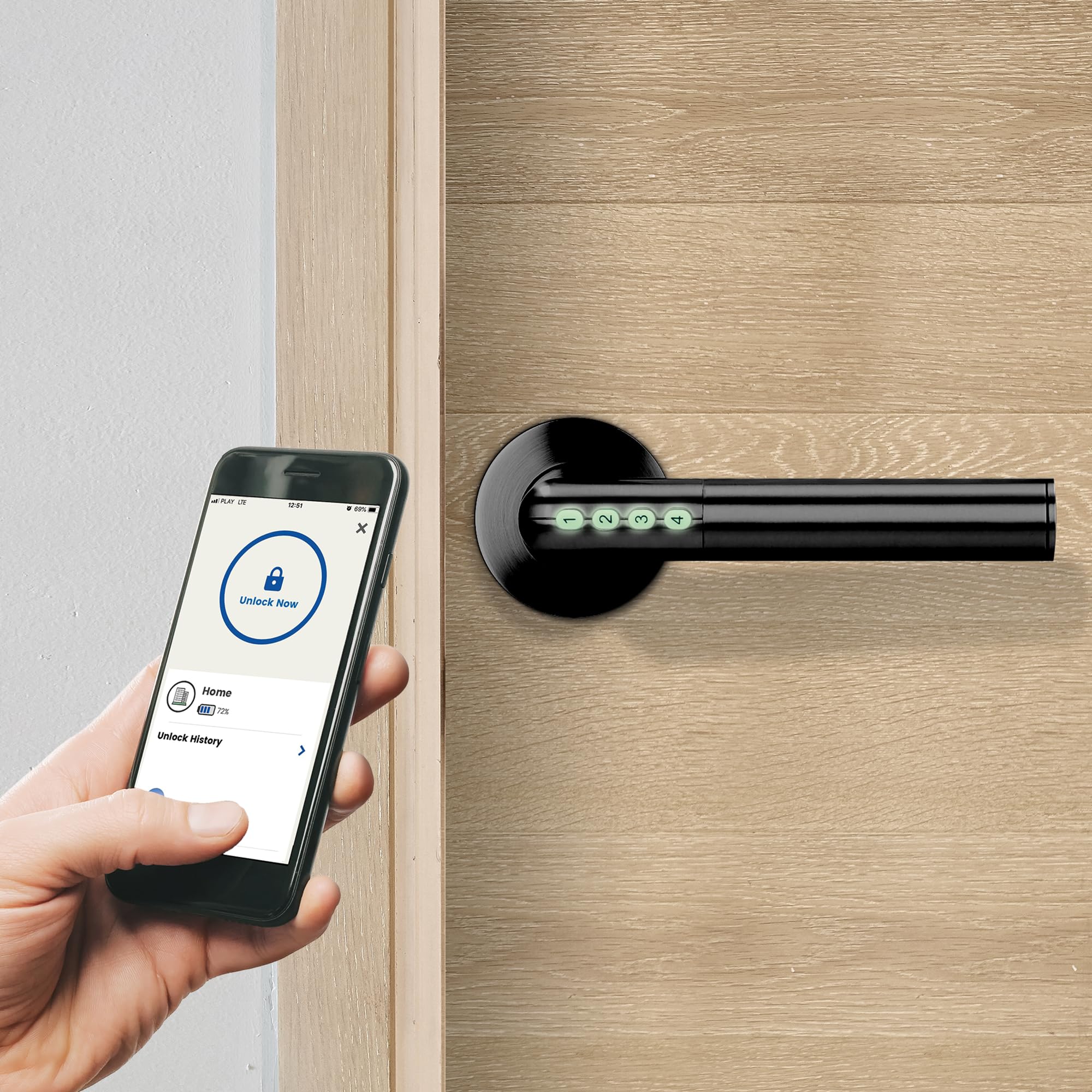 Inteligentny Zamek do Drzwi z otwieraniem za pomocą PIN lub Bluetooth 4.0 Smart IP44 (czarna)