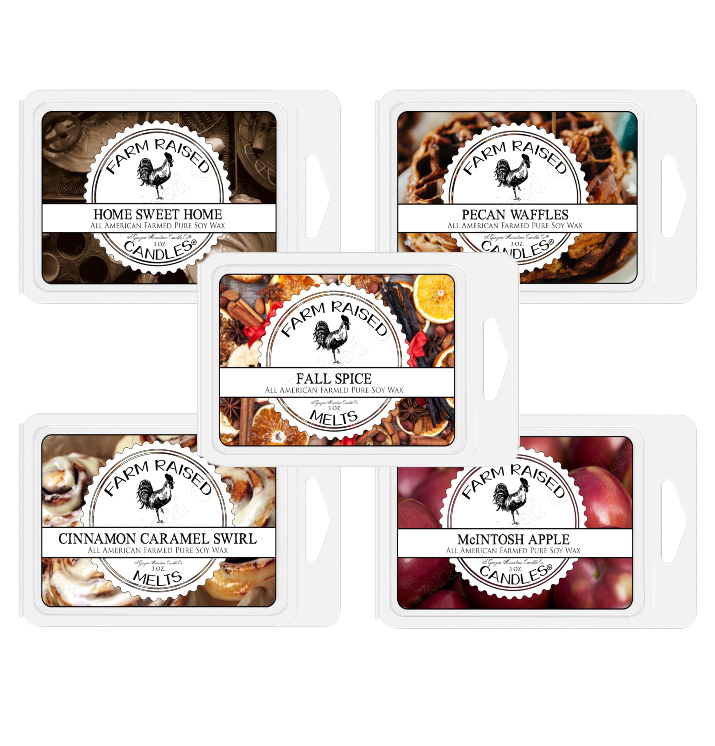 Farm Raised Candles Soy Wax Melts - Winter Bakery Variety Pack – 5 Pack, 16oz Total – Fresh from The Farm Wax Warmers – Fall Spice, Cinnamon, Pumpkin, Pecan Waffles, Cozy Kitchen Scents