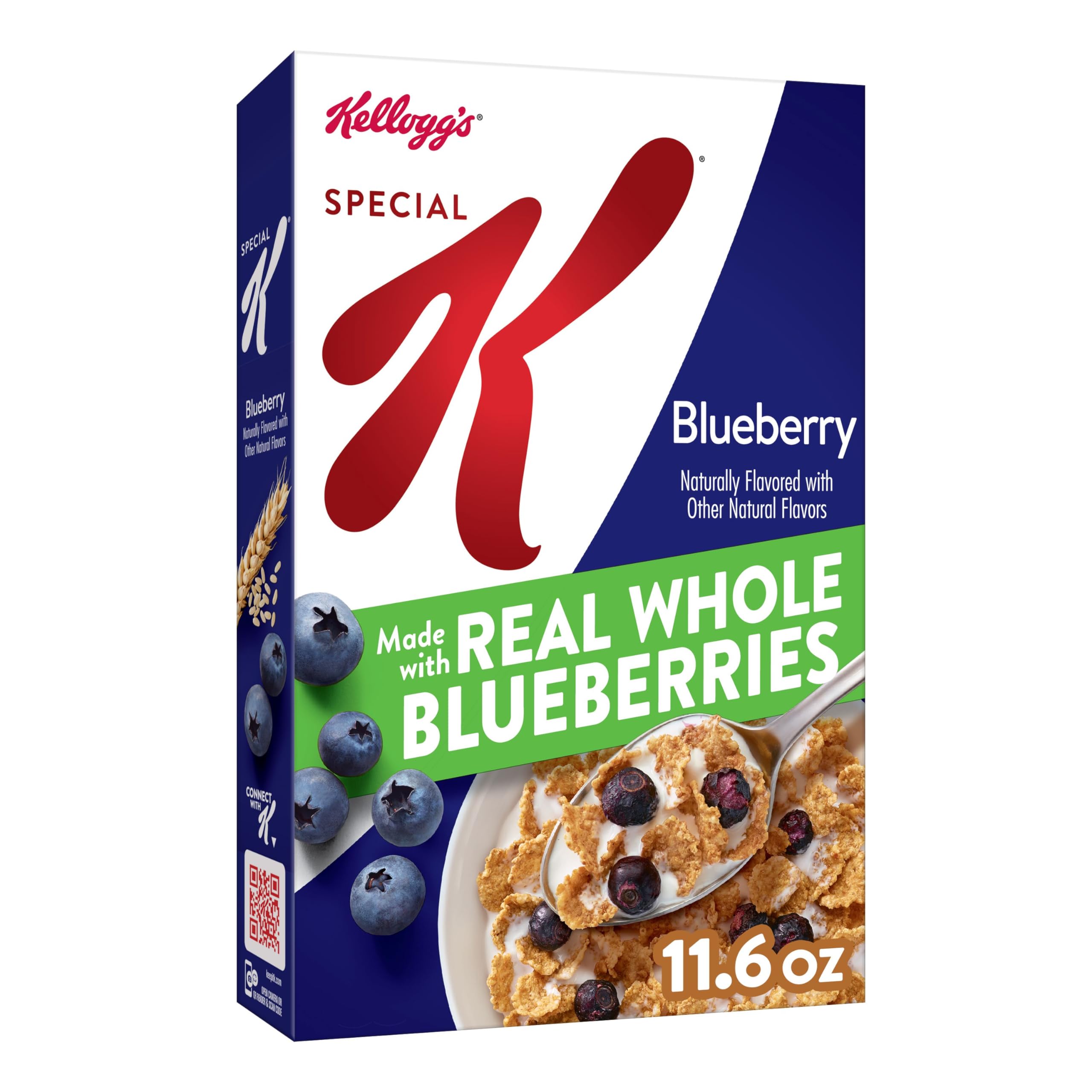 Special K Breakfast Cereal, 11 Vitamins and Minerals, Made with Real Blueberries, Blueberry, 11.6oz Box (1 Box)