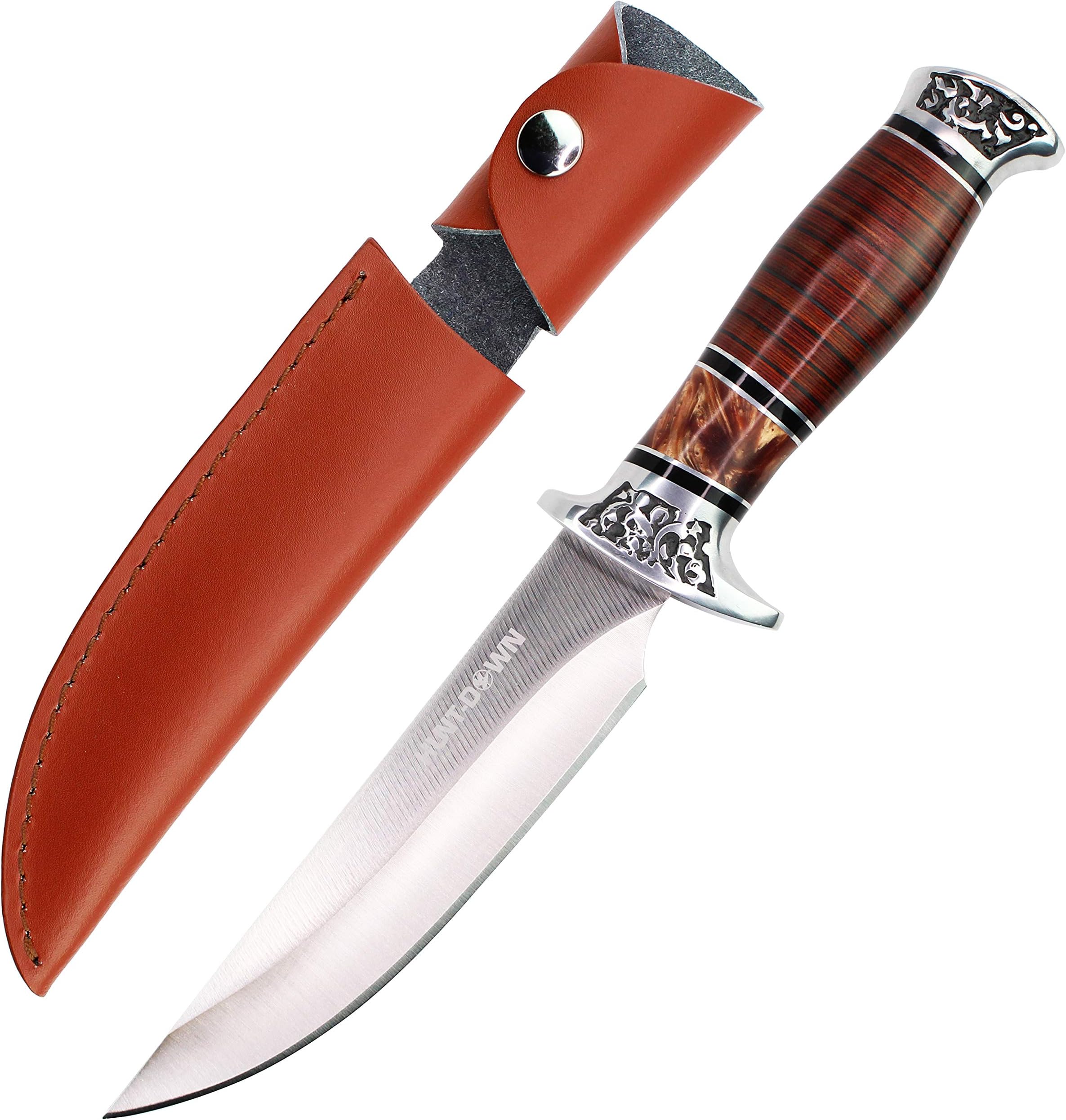 12" Dark Wood Handle Fixed Blade Knife | Decorative & Functional | with Holt Multi Tool Key Chain