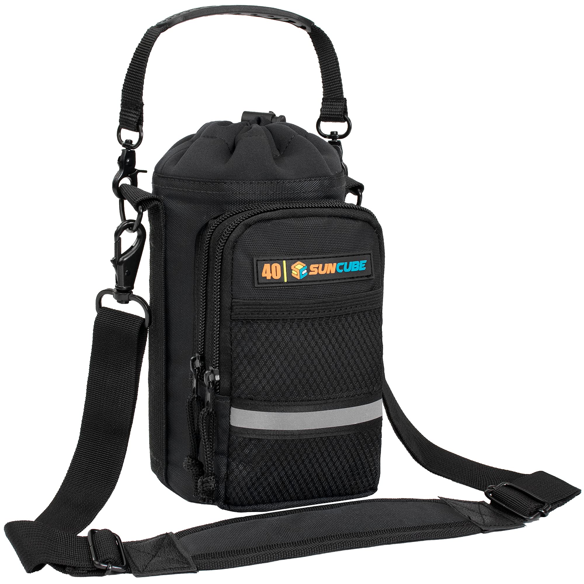 SUN CUBE Water Bottle Carrier with Strap, Insulated Water Bottle Carrier Bag with Phone Pocket Pouch, Sleeve Sling Purse Crossbody Bottle Holder for