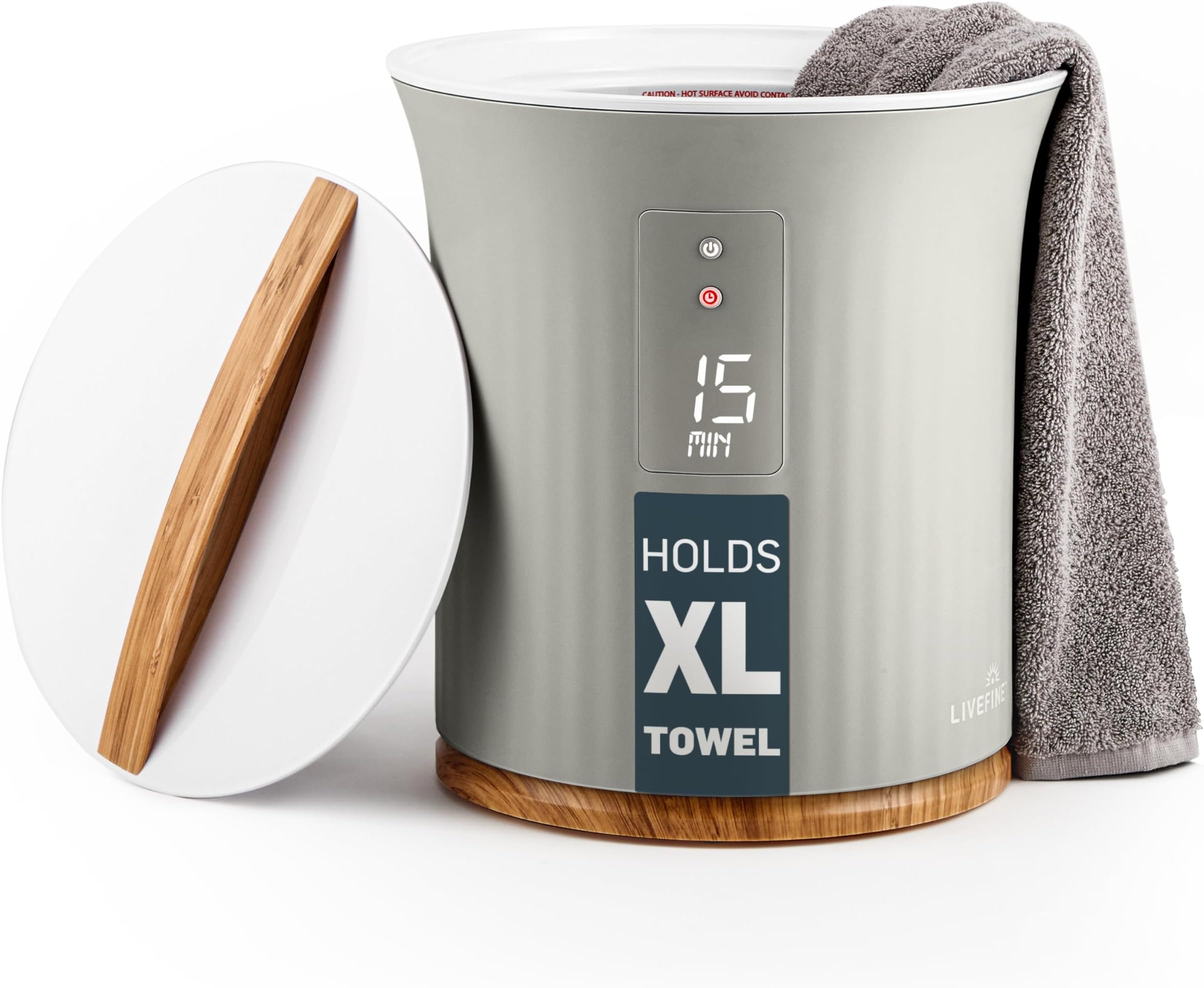Towel Warmer | Bucket Style Luxury Heater with LED Display, Adjustable Timer, Auto Shut-Off | Fits 40” x 70” Oversized Bath Sheet Towel