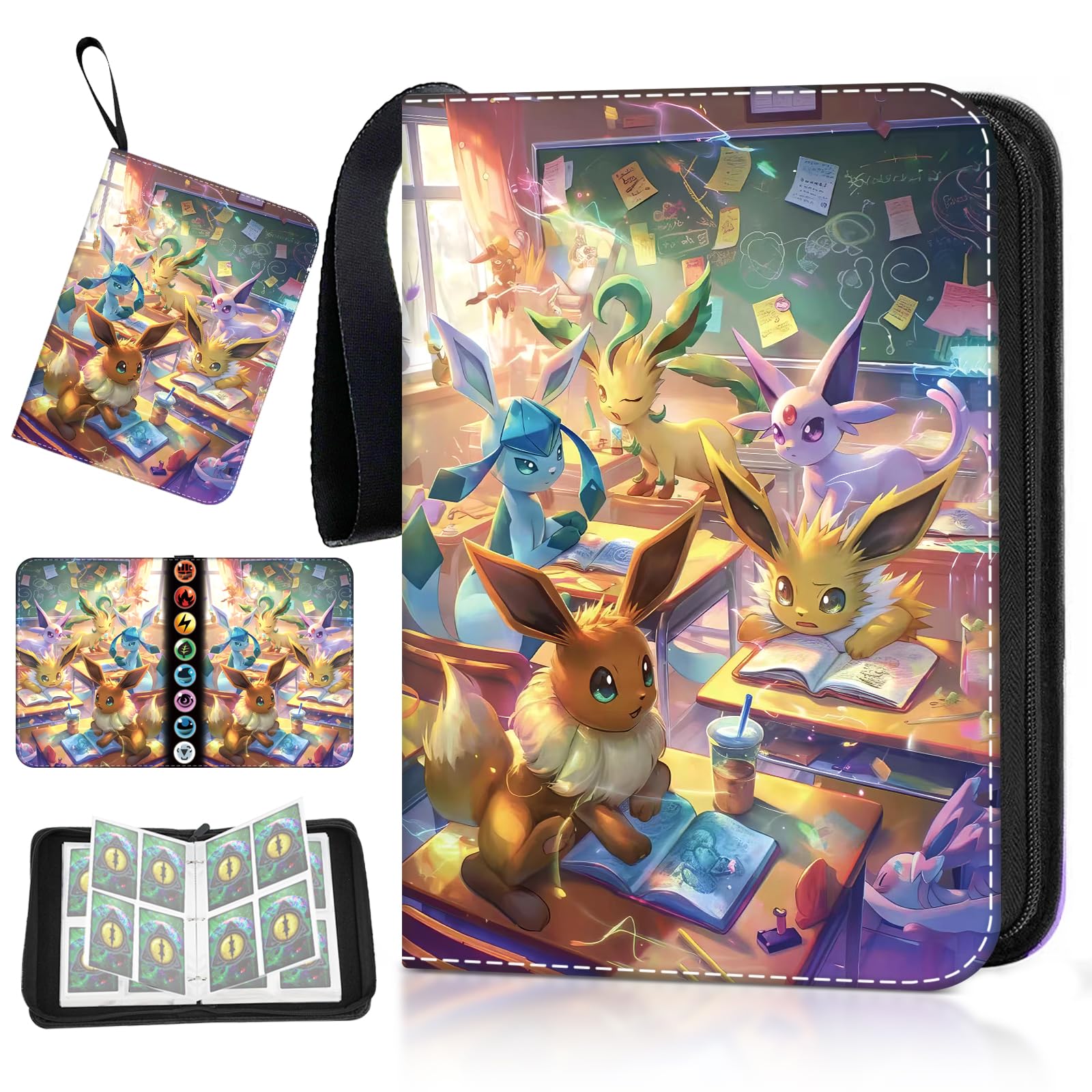 Sammelkarten Album, Karten Sammelalbum, Tragbar Sammelalbum für Karten, 50 Seiten 400 Sammelalbum Karten Kapazität, Wasserdicht Card Binder, Mit Reißverschluss Sammelalbum, Geschenk für Kinder