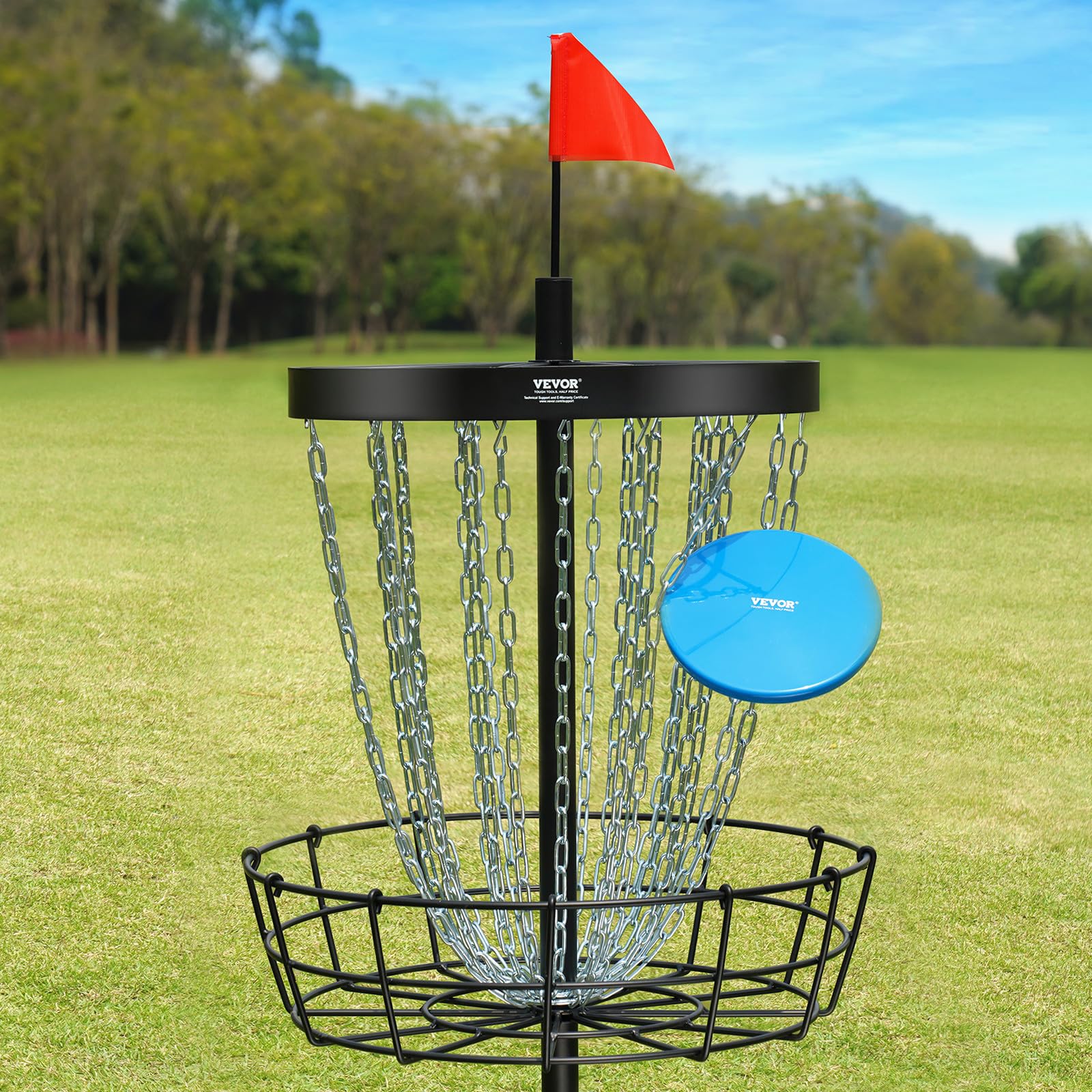 VEVOR Canasta de Golf con Disco de 24 Cadenas Objetivo de Golf con Disco de Acero Portátil Canasta de Golf con Disco para Uso Interior y Exterior, Equipo de Entrenamiento Profesional, Negro
