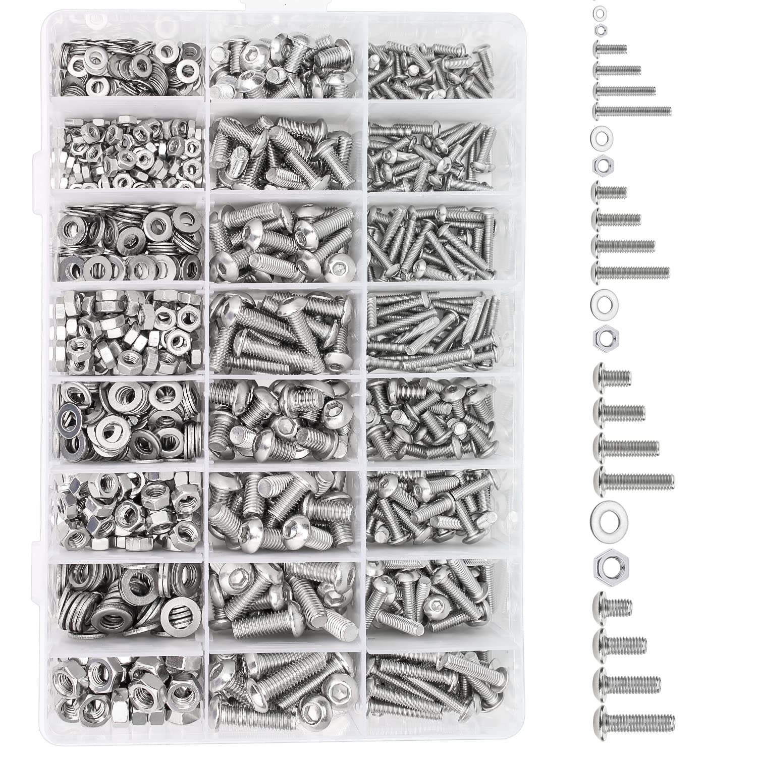 Stainless Steel Screws Bolts Kit - 810 Pcs M3-M6 -2