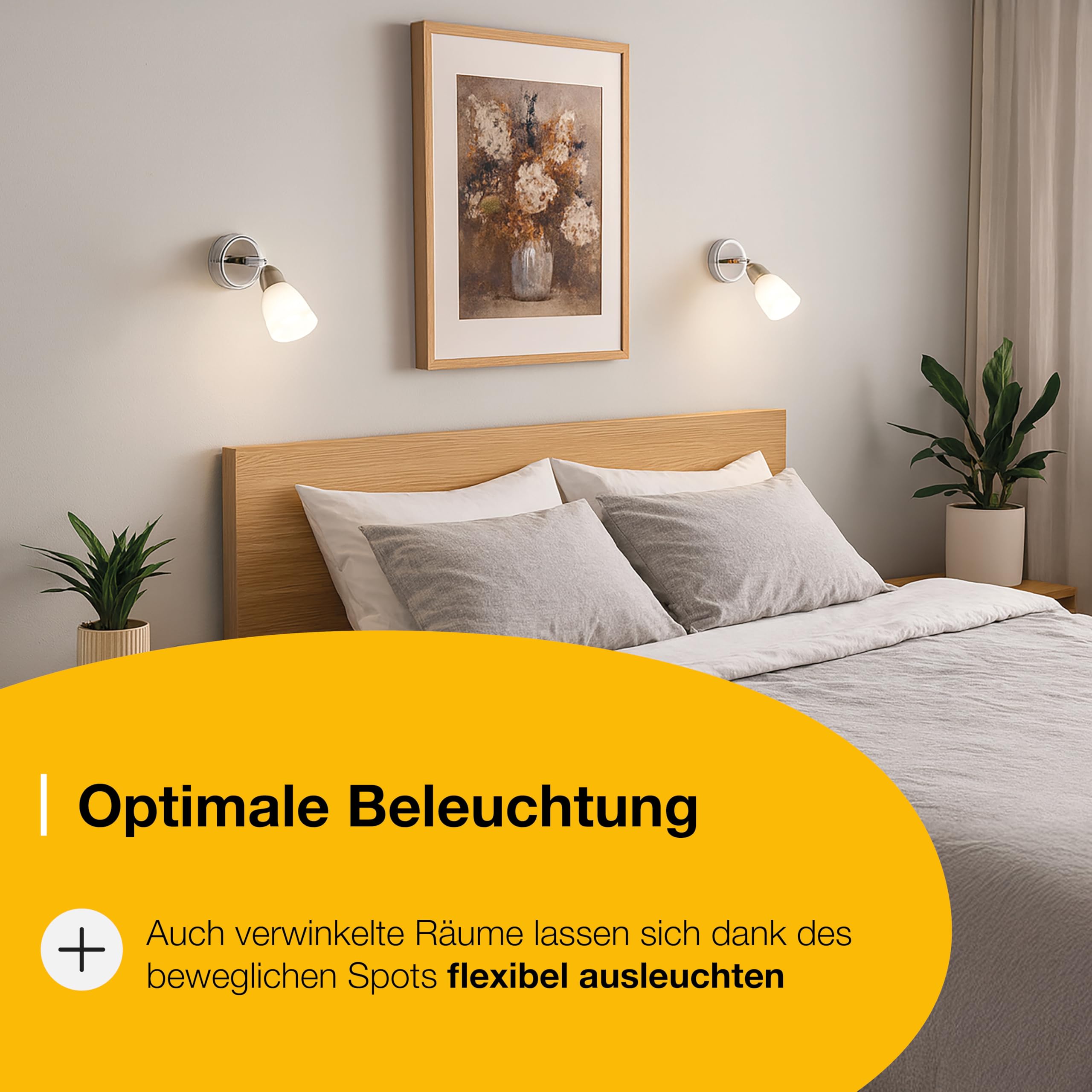 BRILLIANT lámpara Sofia aplique de pared hierro/cromo | 1x D45, E14, 40W, adecuado para lámparas de caída (no incluidas) | Escala A ++ a E | Cabeza giratoria