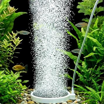 Fish Tank Bubbler, 3.2" Aquarium Airstone Kit, Nano Quiet Oxygen Diffuser for 20-70 Gallon Tank, High Dissolved Oxygen, Stain Resistant Airstone Bubbler, with Tube & Suction Cup