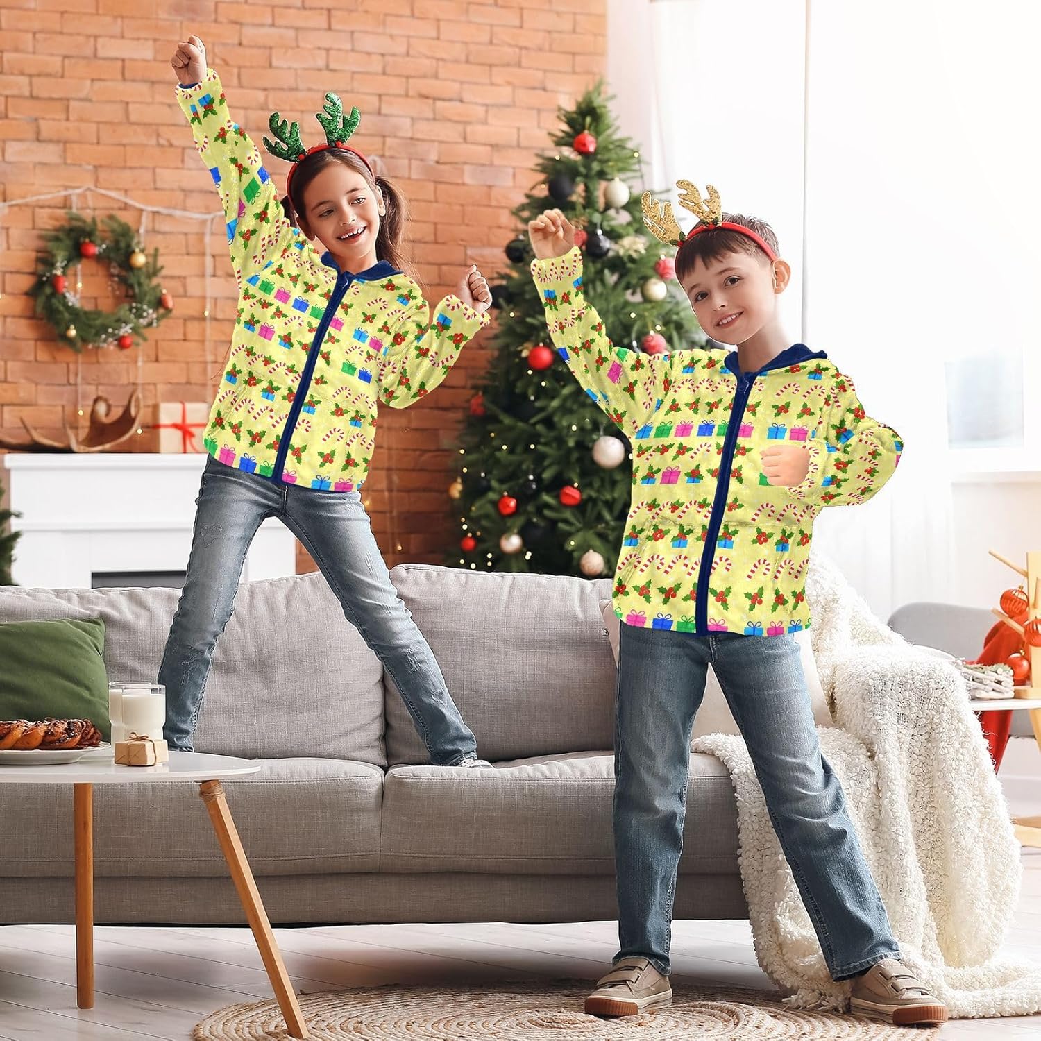 Christmas Candy and Holly Toddler Winter Jackets Outerwear Baby Boys Fall Fleece Jacket 3T
