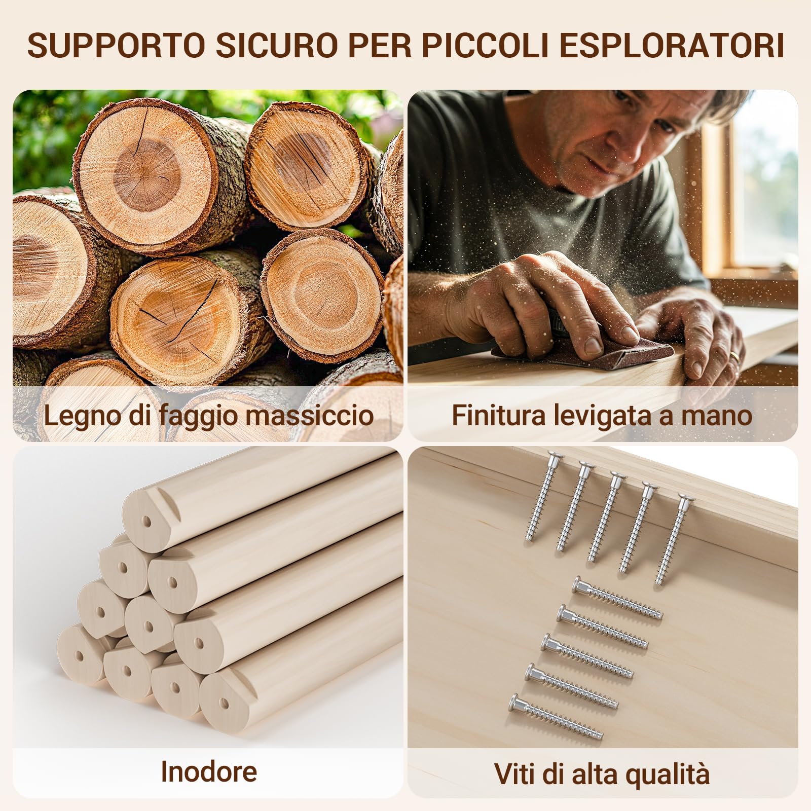 COSYLAND Set di Arrampicata 8 in 1 per Bambini – Triangolo Pikler e Arco Montessori Compatti con Scivolo, Struttura Pieghevole da Interno 18M–3A per Gioco Motorio e Arrampicata（Naturale）