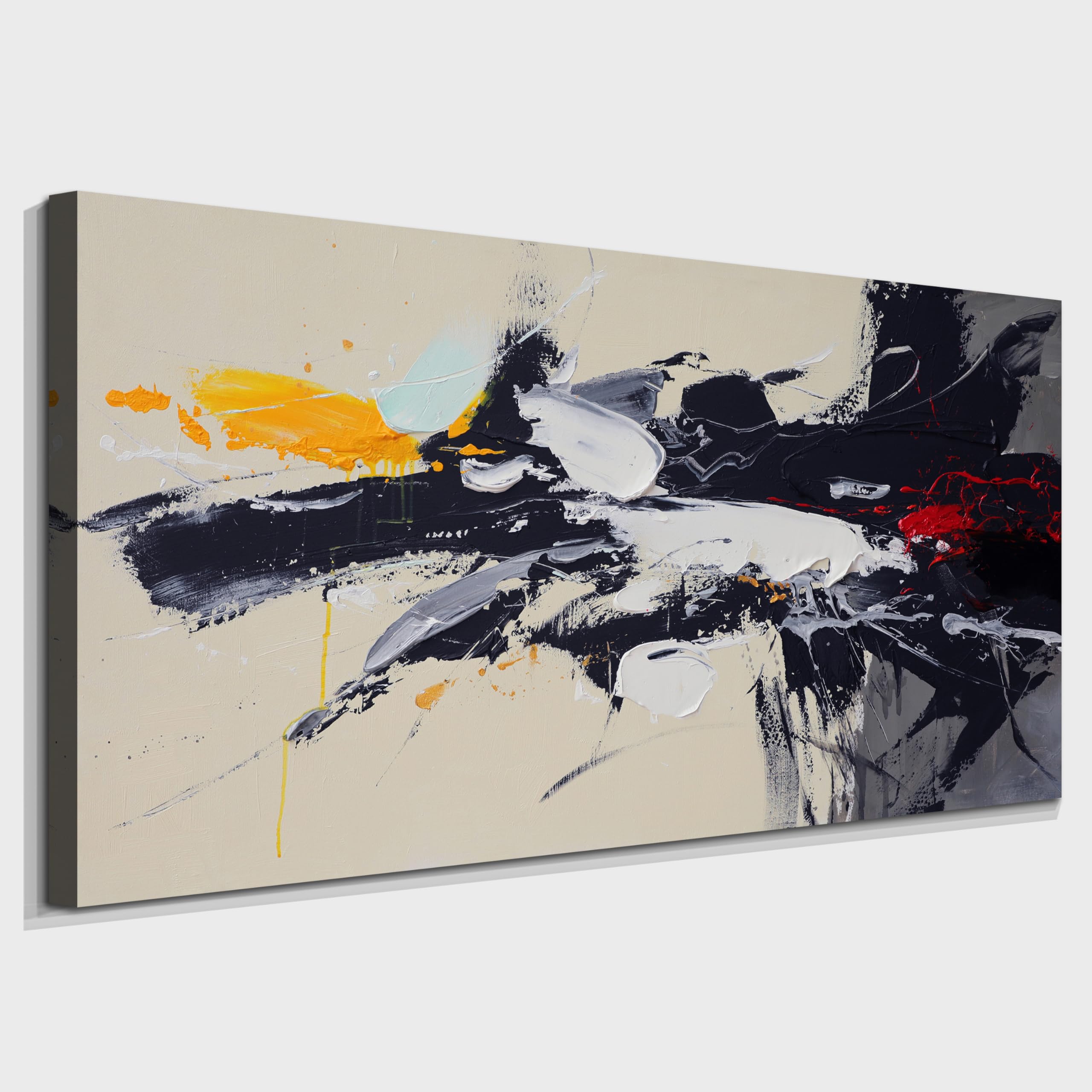 Photo 1 of Acocifi Abstract Canvas Wall Art for Living Room 48''x24''Textured Painting