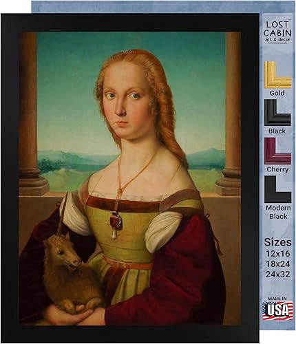 Vista 126 de Cabaña perdida de San Jorge y el dragón de Raphael Impresión en marco plano negro Reproducción de pintura de obras de arte fino Póster 2-San