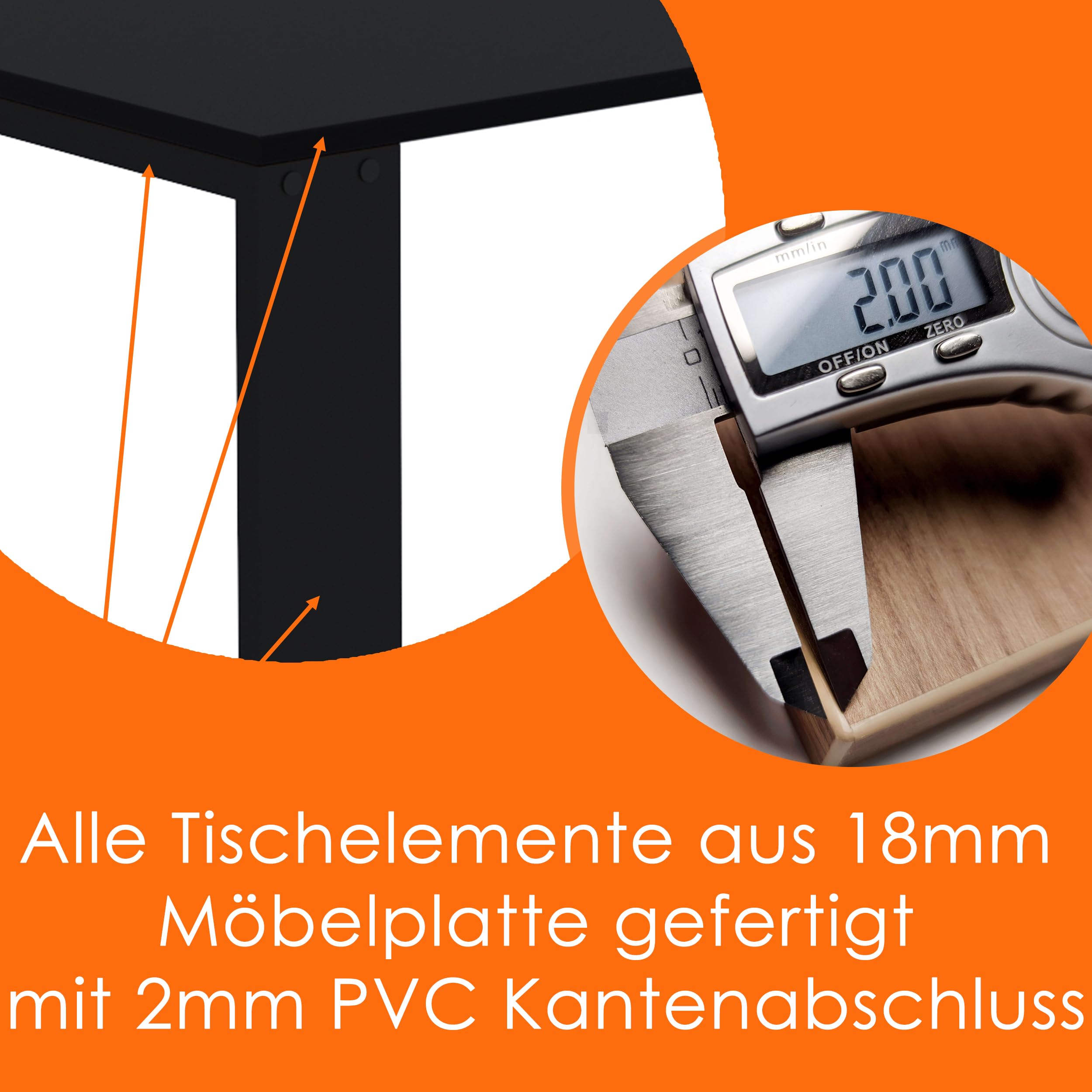 AKKE Esstisch Küchentisch Esszimmertisch Schwarz 100x60cm