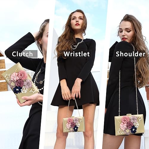 Miniatura 2 de Milisente - Bolso tipo clutch de diseño floral, bolso de noche para mujer, para novias, bodas